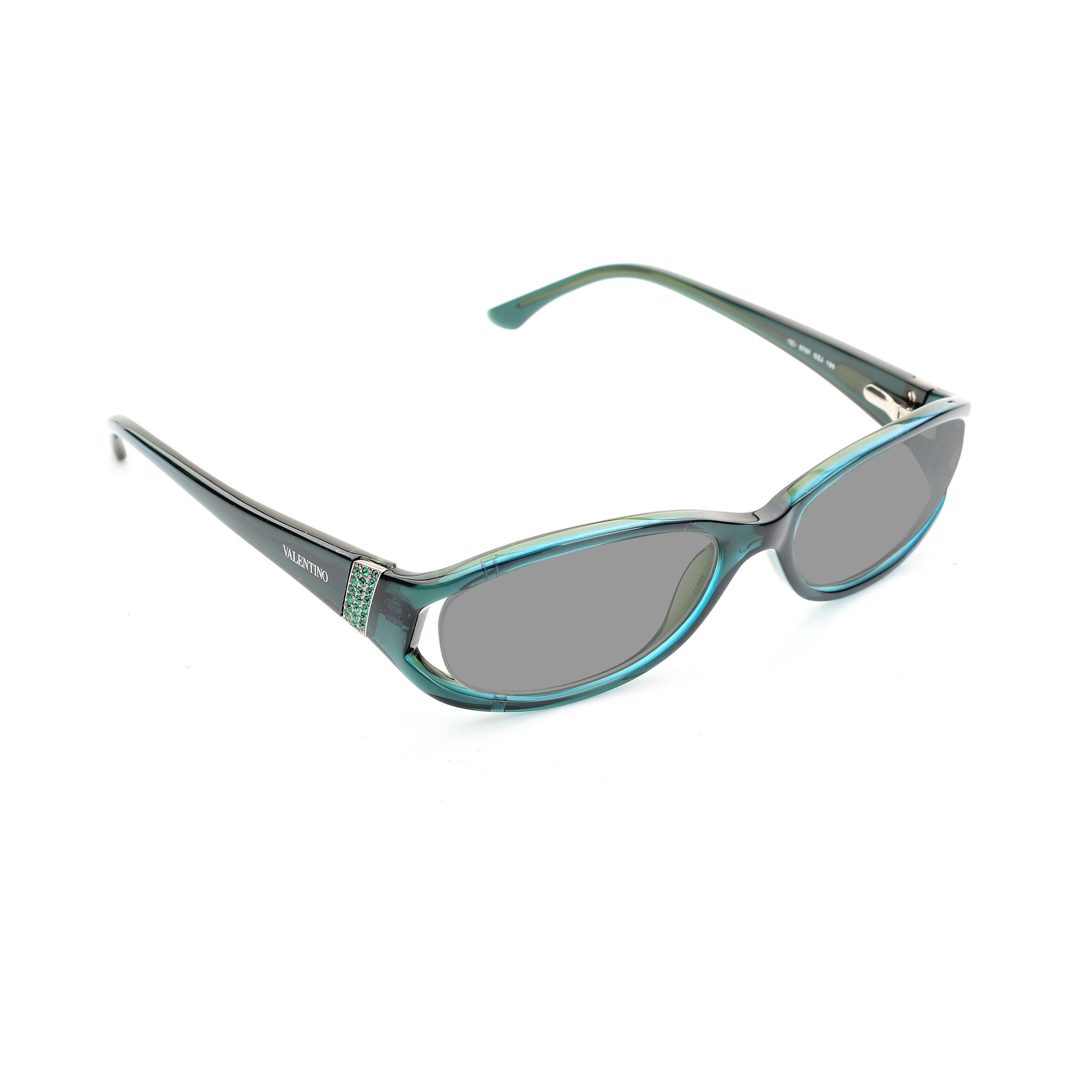Valentino Valentino '00s Bottle Green Crystals Plastic Sunglasses Size ONE SIZE - 3 Thumbnail