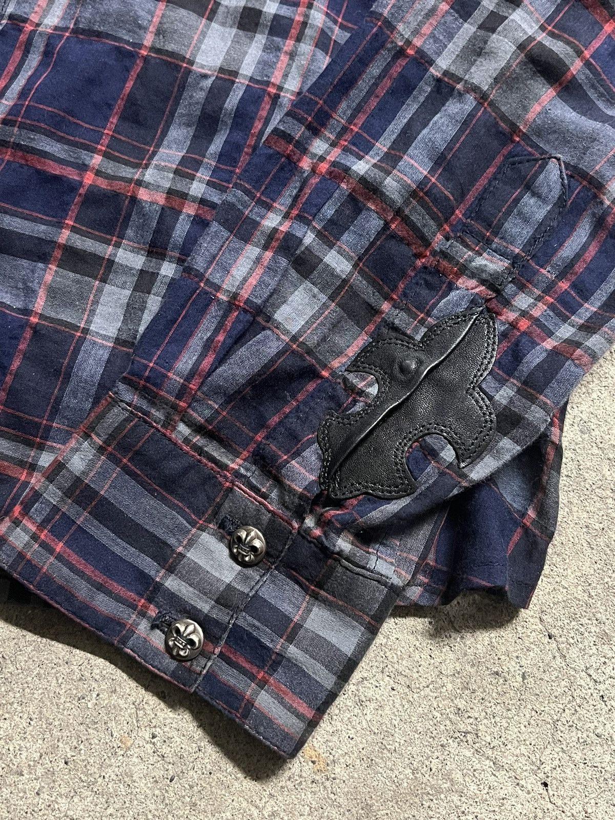 Chrome Hearts 2000s Chrome Hearts Leather “Fleur De Lis” Patch Flannel Size US L / EU 52-54 / 3 - 4 Thumbnail