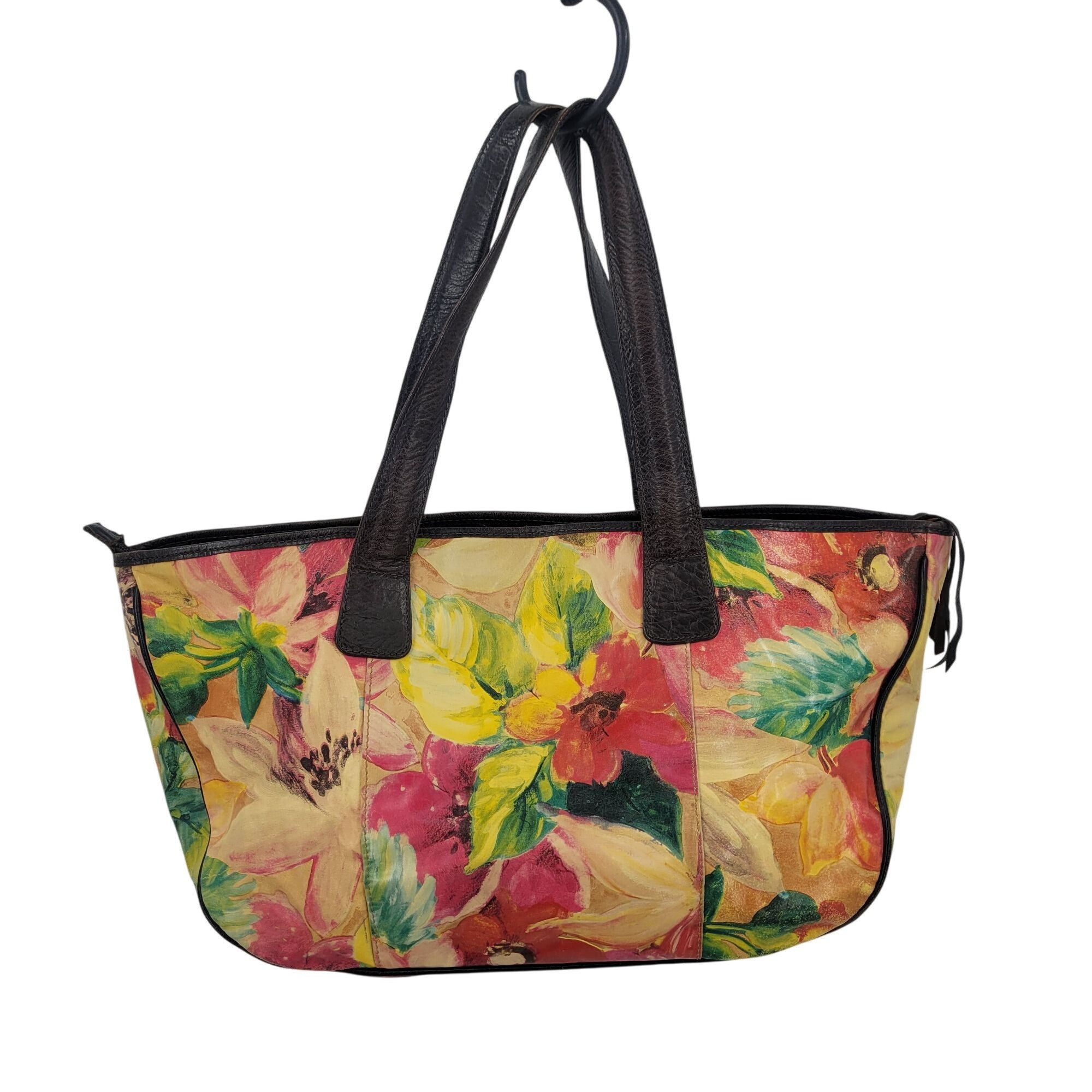 Vintage Vtg Maurizio Taiuti Italian Leather Hand-Painted Tote Bag Fl Size ONE SIZE - 1 Thumbnail