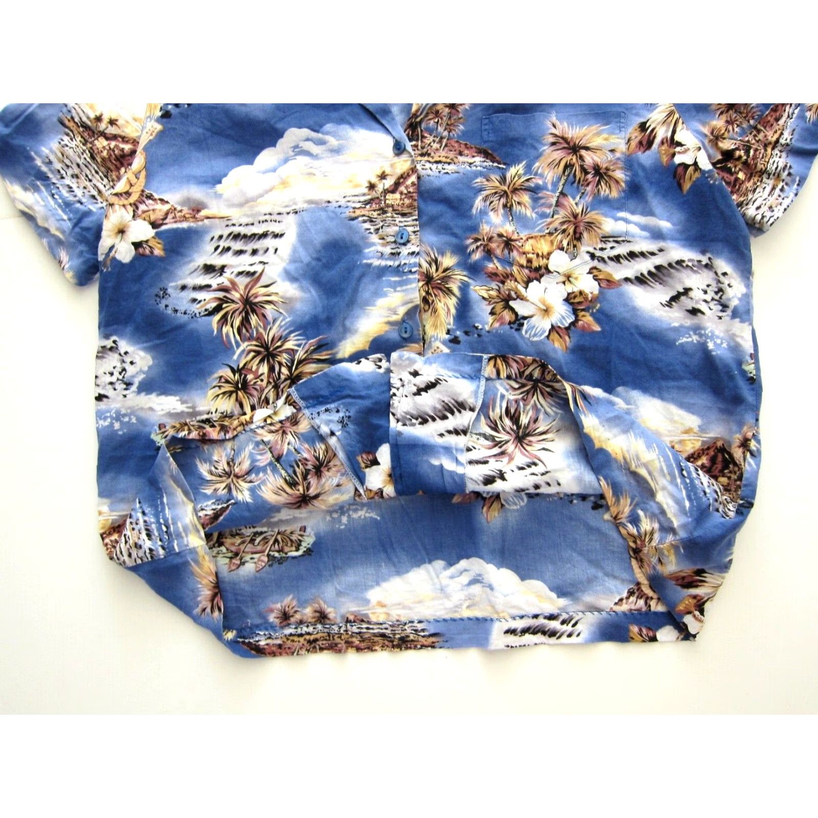 Hilo Hattie VINTAGE Hilo Hattie Blouse Shirt Hawaiian Floral Blue Brown Short Sleeve Button Down M Womens Size M / US 6-8 / IT 42-44 - 5 Thumbnail