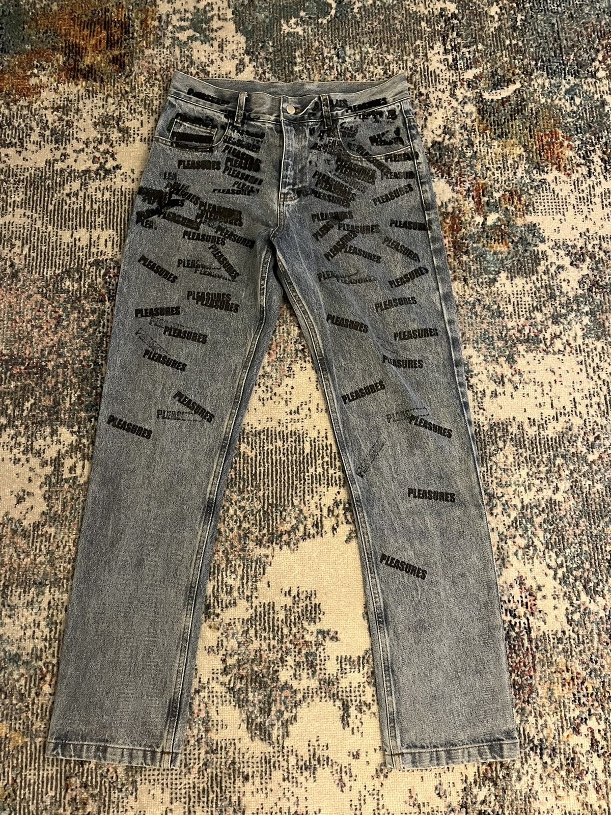 image of Pleasures All Over Denim in Blue, Men's (Size 30)