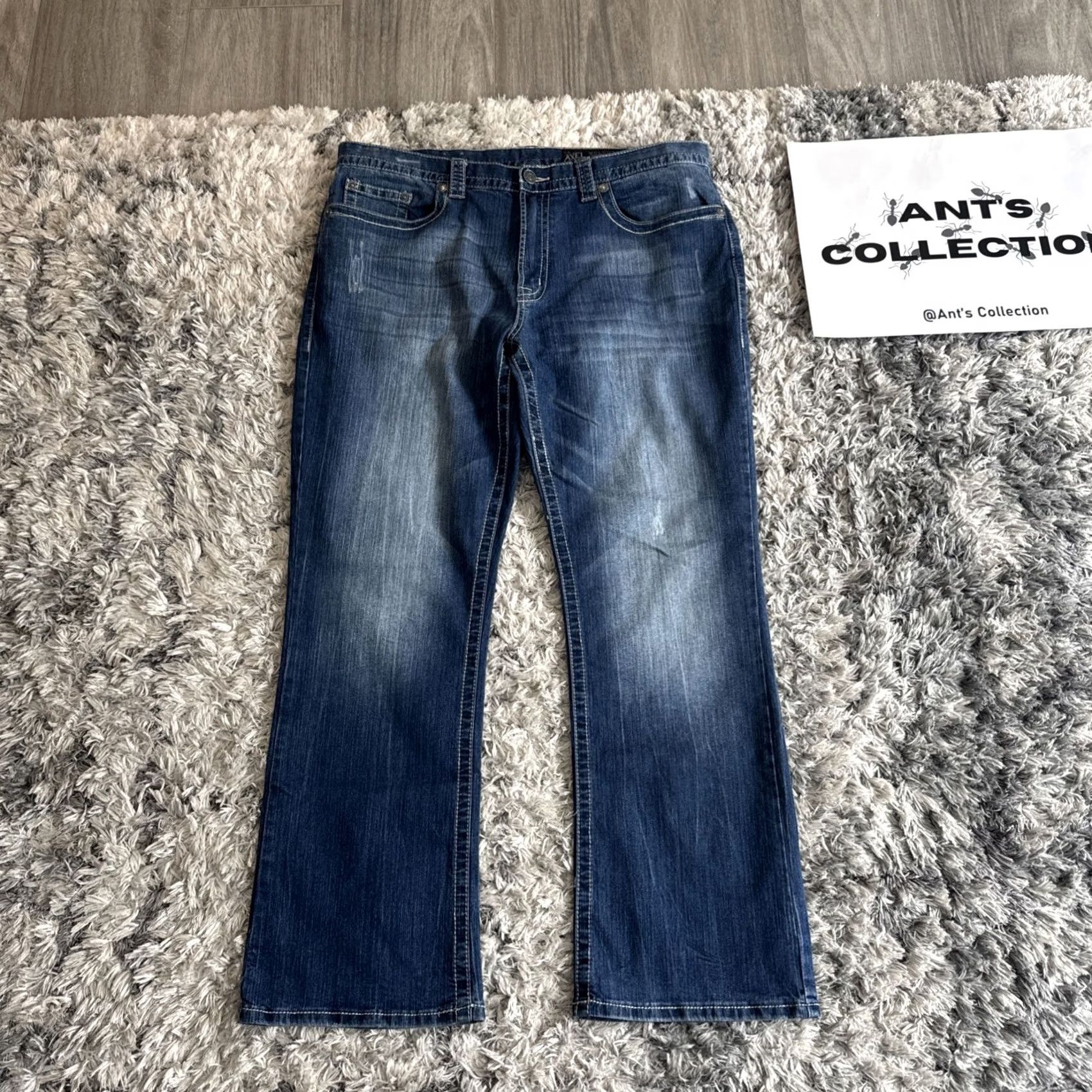 Denime Vintage 00s Axel Blue Embroidered Denim Jeans Bootcut Stretch Y2K Mens Sz 38x32 Size US 38 / EU 54 - 6 Thumbnail