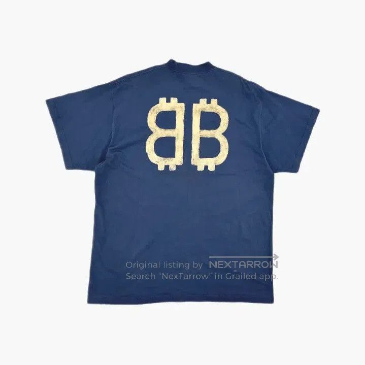 Balenciaga Balenciaga Blue Crypto Logo Short Sleeve T. Size US L / EU 52-54 / 3 - 3 Thumbnail