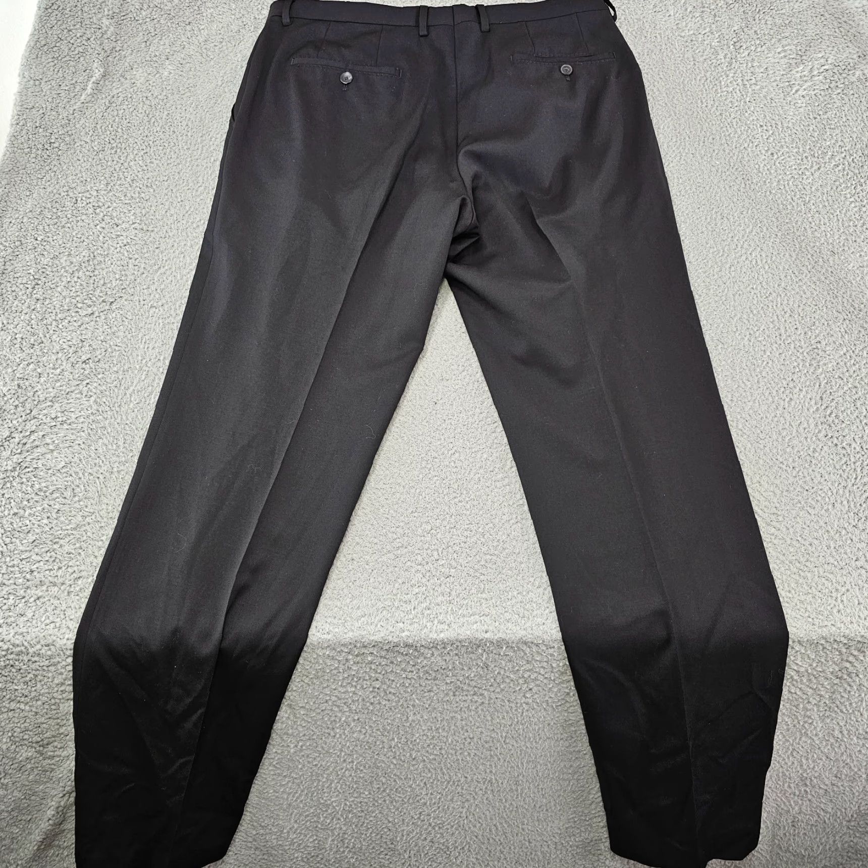 Hugo Boss Hugo Boss Dress Pants Mens Size 35x33 Black Johnstons Lenon Wool Flat Front Regular Straight Pants Mens Black Size US 35 - 5 Thumbnail
