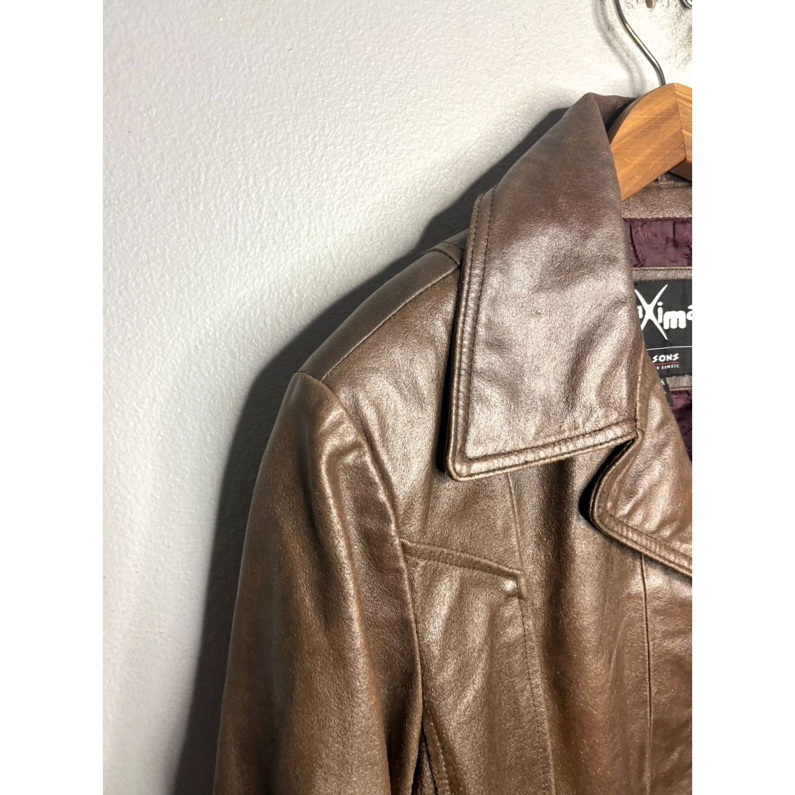 Vintage Wilsons Leather Jacket Brown Womens Size M Grunge Lined Button Vintage 4783 Jacket Size M / US 6-8 / IT 42-44 - 2 Thumbnail