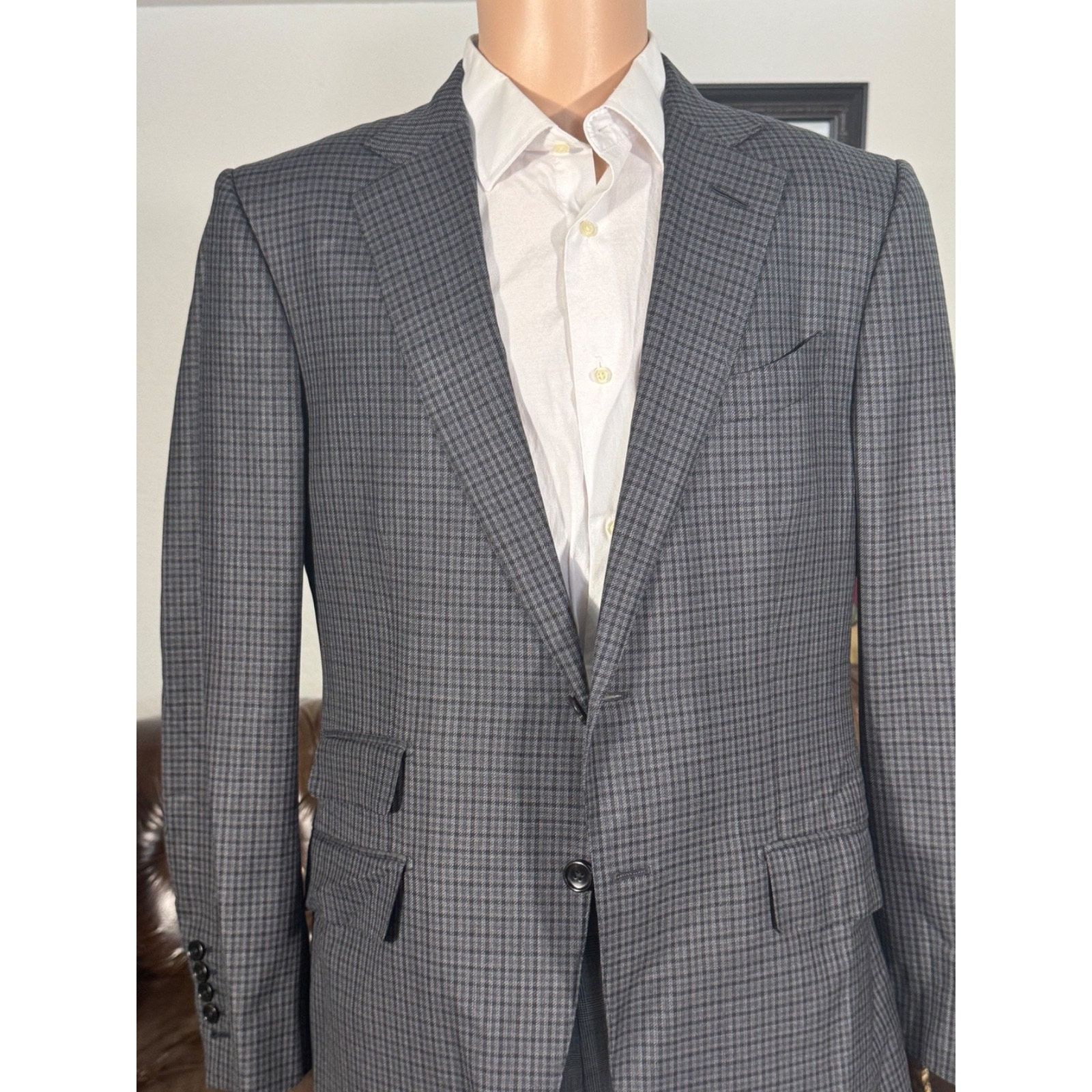 Tom Ford Tom Ford Wool Silk Houndstooth 2Pc Suit 52IT 42R US Gray Size 42R - 6 Thumbnail