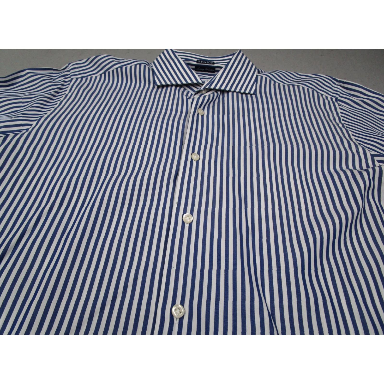 Vintage Spada Dress Shirt Mens 41 Blue Luxury Collection Button Up Long Sleeve Work Shirt Size 42R - 2 Thumbnail