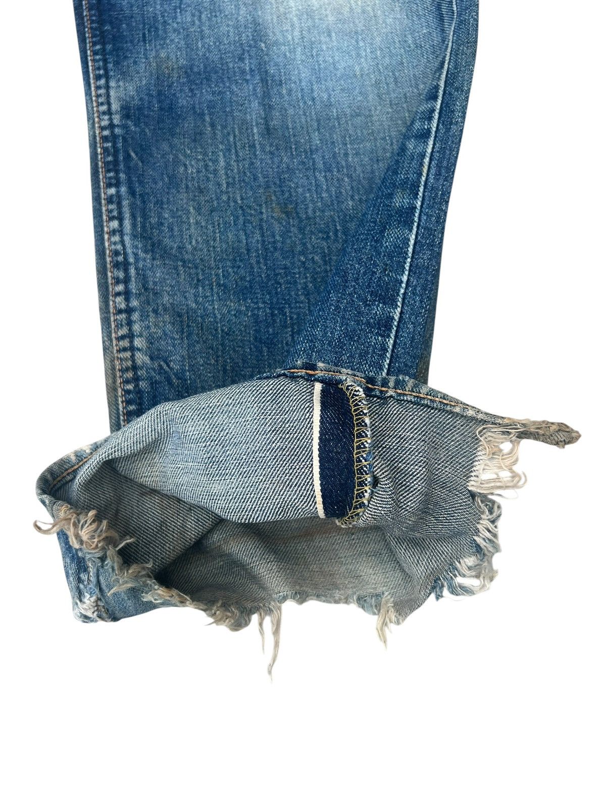Lee Trashed Vintage Lee Ripped Dirty Mud Denim Selvedge Jeans Size US 30 / EU 46 - 10 Thumbnail