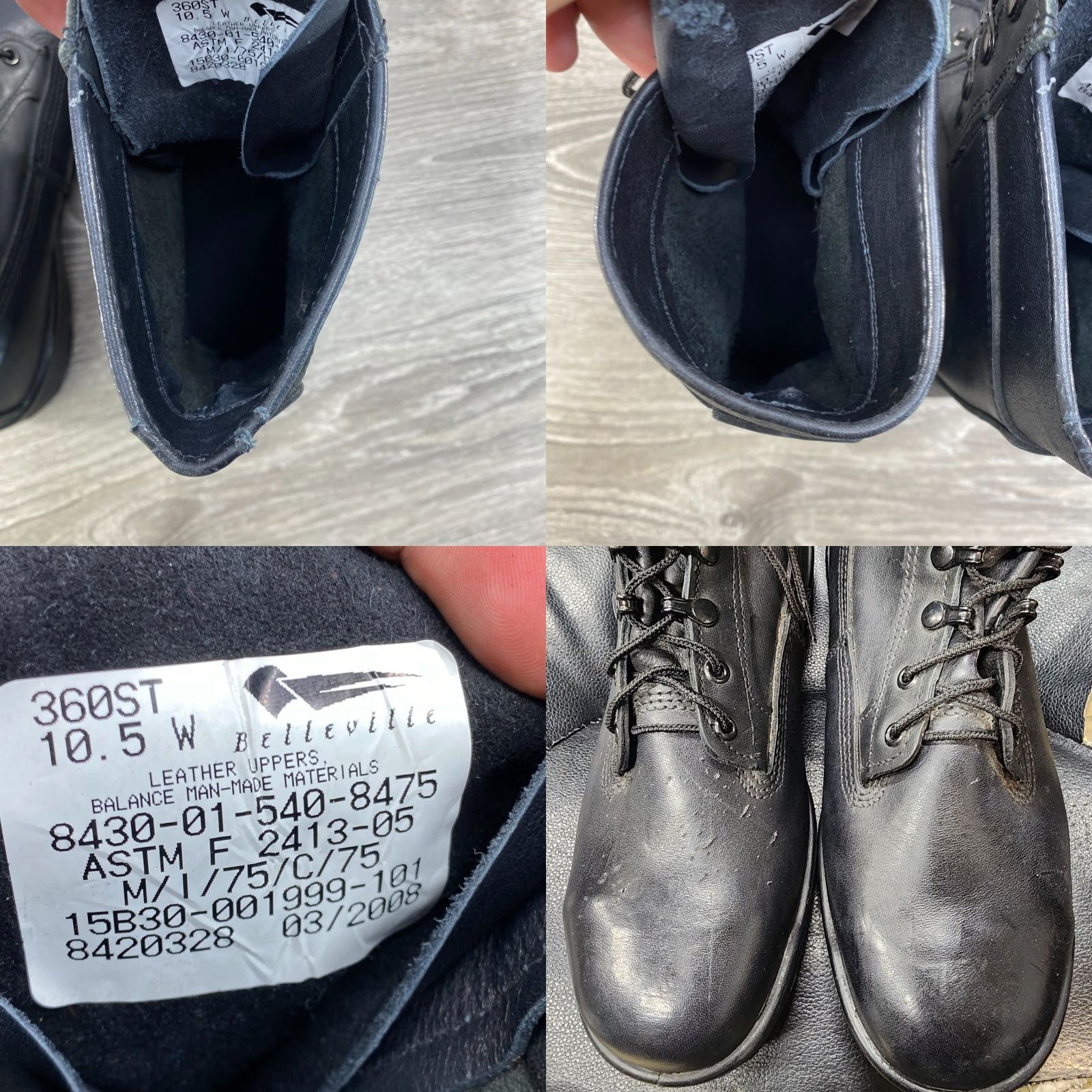 Vibram Belleville Mens W 10.5 Black Leather Steel Toe Combat Boots Lace Up Vibram Sole Size US 11 / EU 44 - 8 Thumbnail