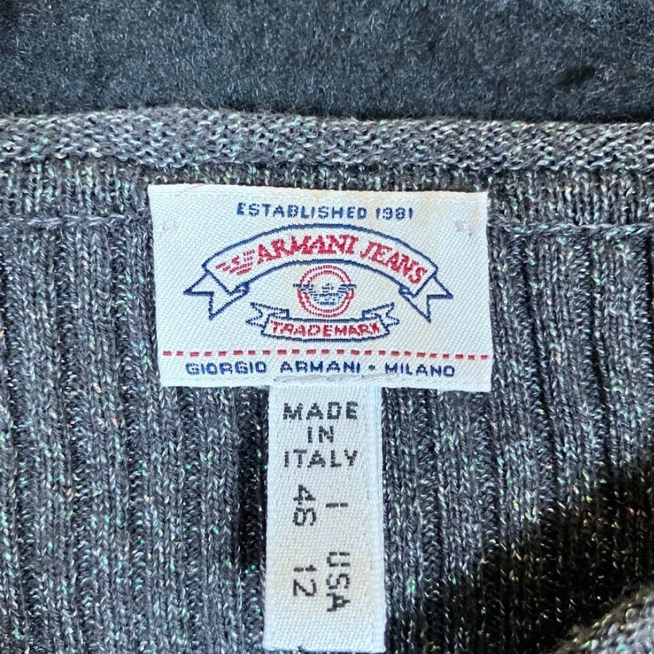 Armani VINTAGE Armani Womens Shirt Gray Metallic Ribbed Crew Neck Modal Blend 12 Size XL / US 12-14 / IT 48-50 - 6 Thumbnail