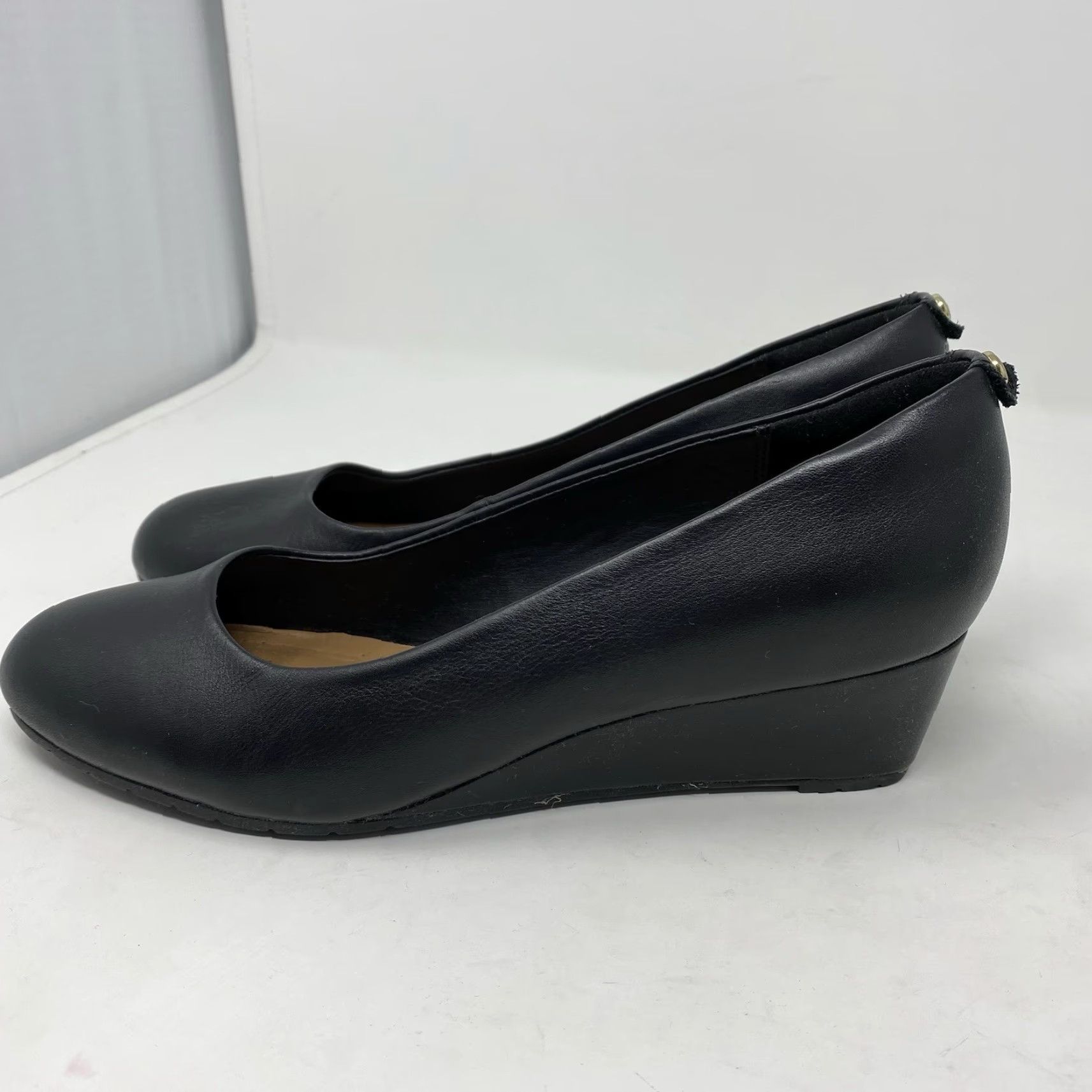 Clarks Clarks Artisan Womens 6 M Black Wedge Shoes Leather Upper Comfort Work Dress Casual Size M / US 6-8 / IT 42-44 - 7 Thumbnail