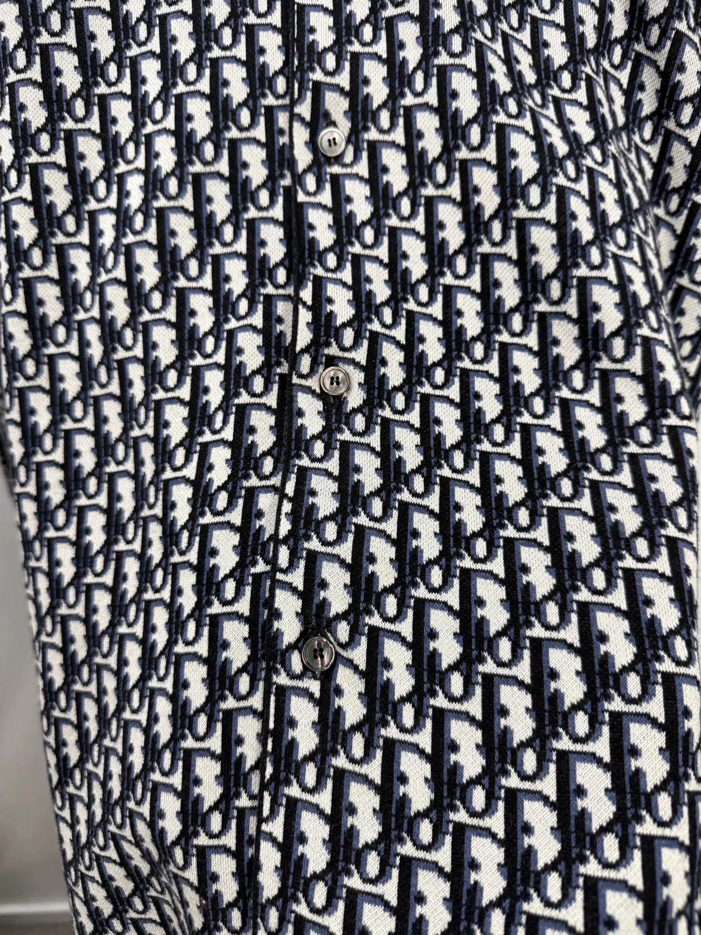 Dior Dior Black & White Oblique Print Knit Long-Sleeve Shirt Size US L / EU 52-54 / 3 - 6 Thumbnail