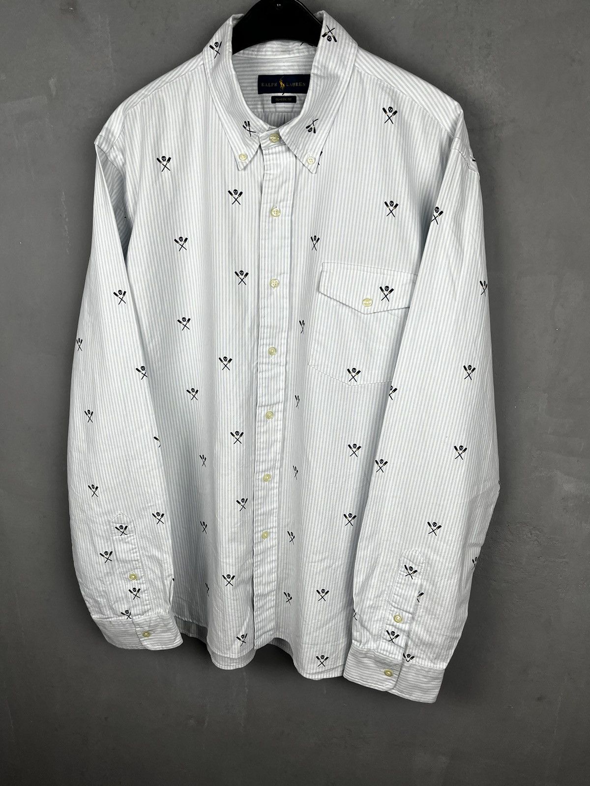 Polo Ralph Lauren × Ralph Lauren Ralph Lauren oxford skull printed stripped varsity shirt Size US XL / EU 56 / 4 - 5 Thumbnail