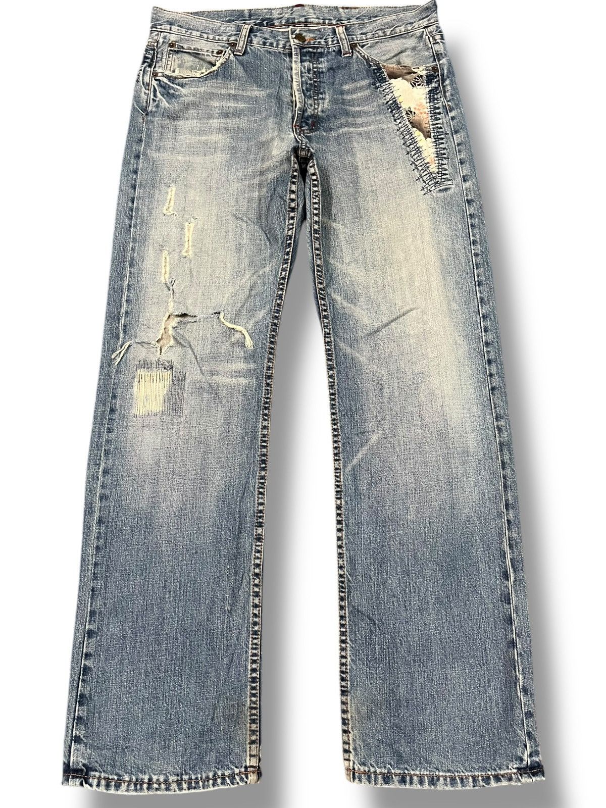 Japanese Brand Vintage Takeo Kikuchi Patchwork Sashiko Denim Size US 34 / EU 50 - 1 Thumbnail