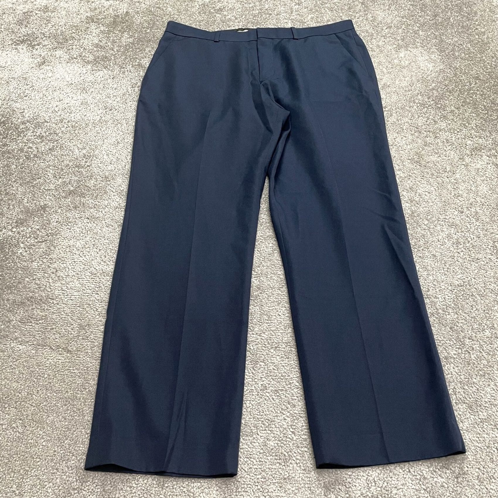 Perry Ellis Perry Ellis Portfolio Dress Pants Mens 34x29 Navy Blue Straight Leg Flat Front Size US 34 / EU 50 - 2 Thumbnail