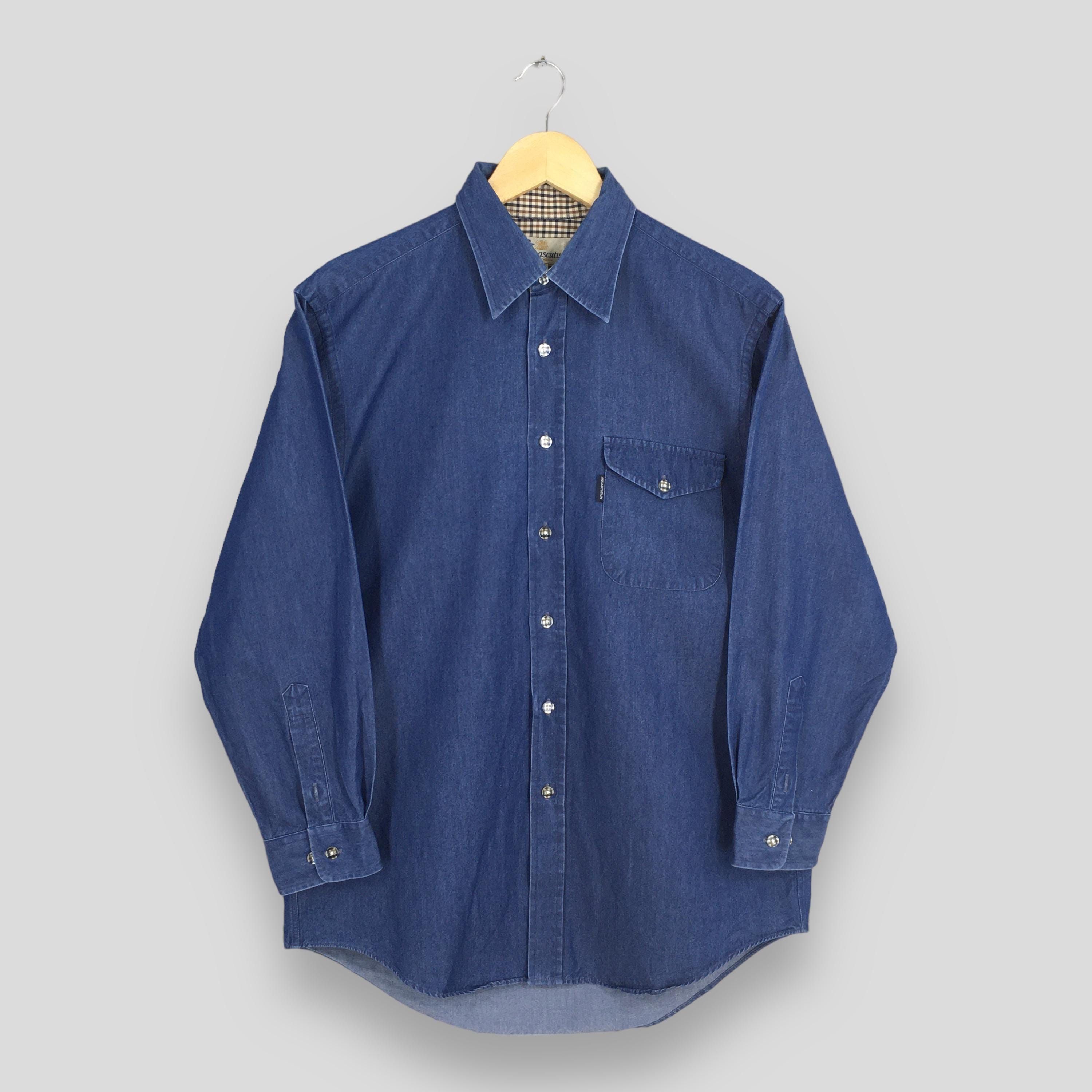 Aquascutum × Vintage Vintage 90's Aquascutum London Blue Shirt Medium Size US M / EU 48-50 / 2 - 1 Thumbnail