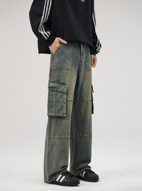 Japanese Brand × Jean American retro multi-pocket distressed patchwork cargo jeans Size US 32 / EU 48 - 2 Thumbnail