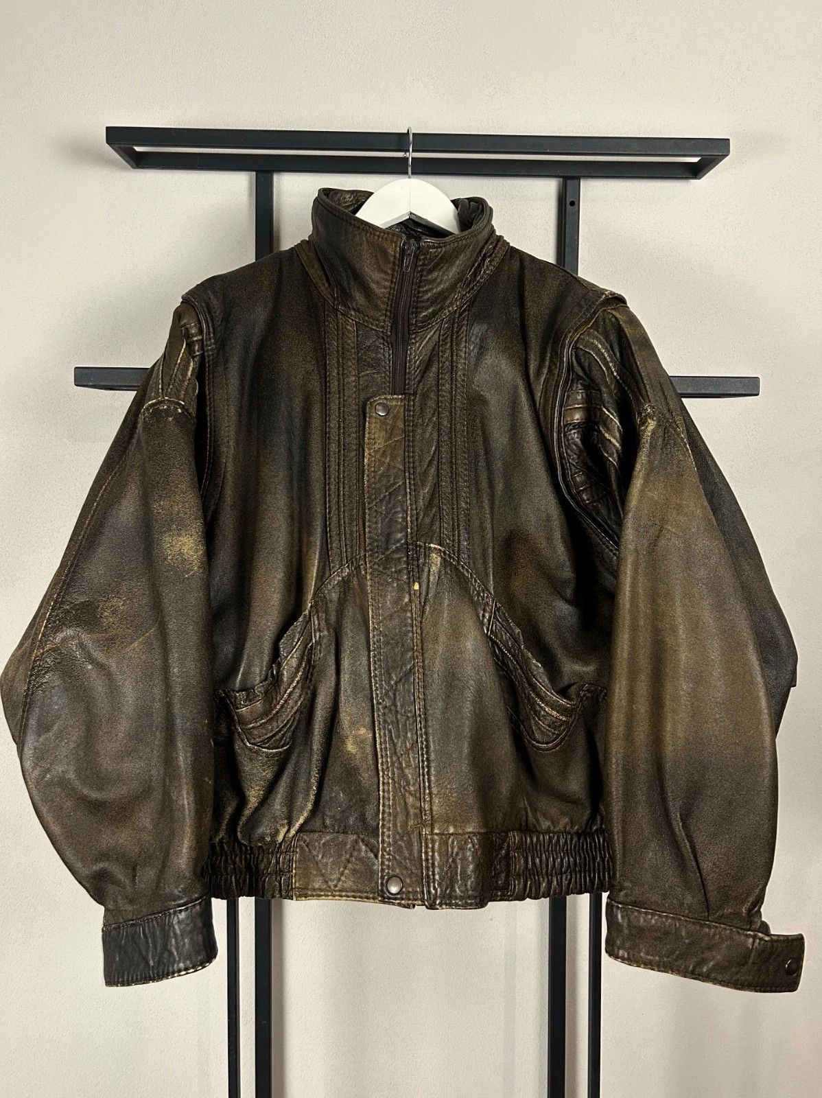 Yohji Yamamoto Y2K Distressed Leather Jacket Brown Oversized Streetwear Fit Size US L / EU 52-54 / 3 - 1 Thumbnail