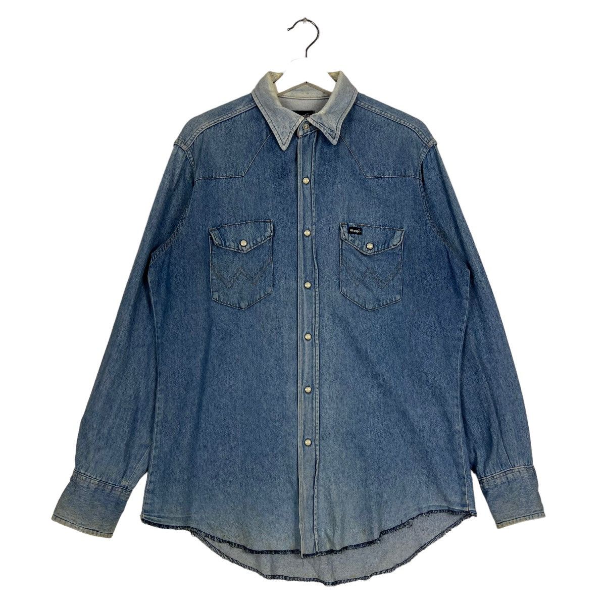 Vintage × Wrangler 🔥 VINTAGE WRANGLER CAMBREY SNAP BUTTON SHIRT MADE IN USA Size US L / EU 52-54 / 3 - 2 Thumbnail