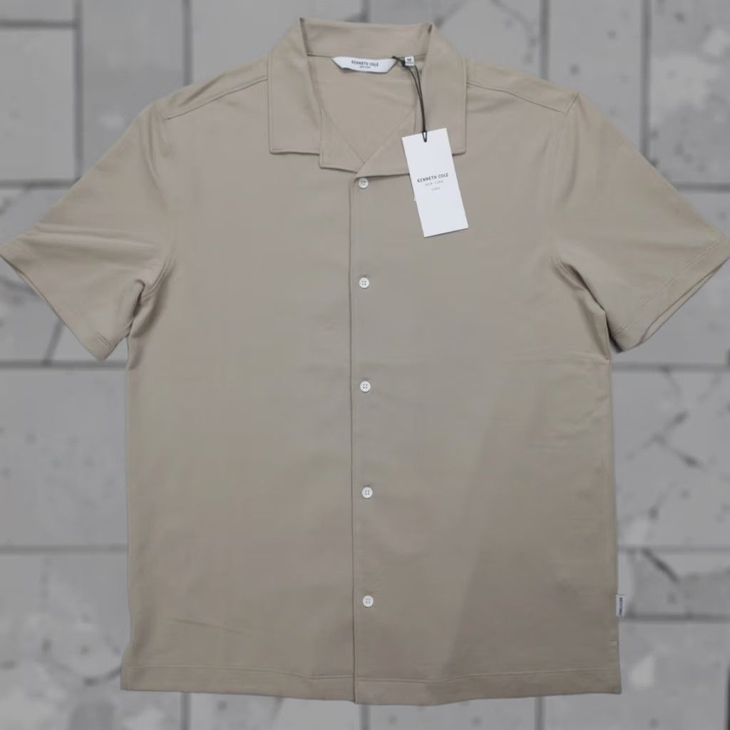 Kenneth Cole Kenneth Cole Button Up S/S Shirt Mocha Casual Cotton Blend Stretch Men's Size M Size US M / EU 48-50 / 2 - 1 Thumbnail
