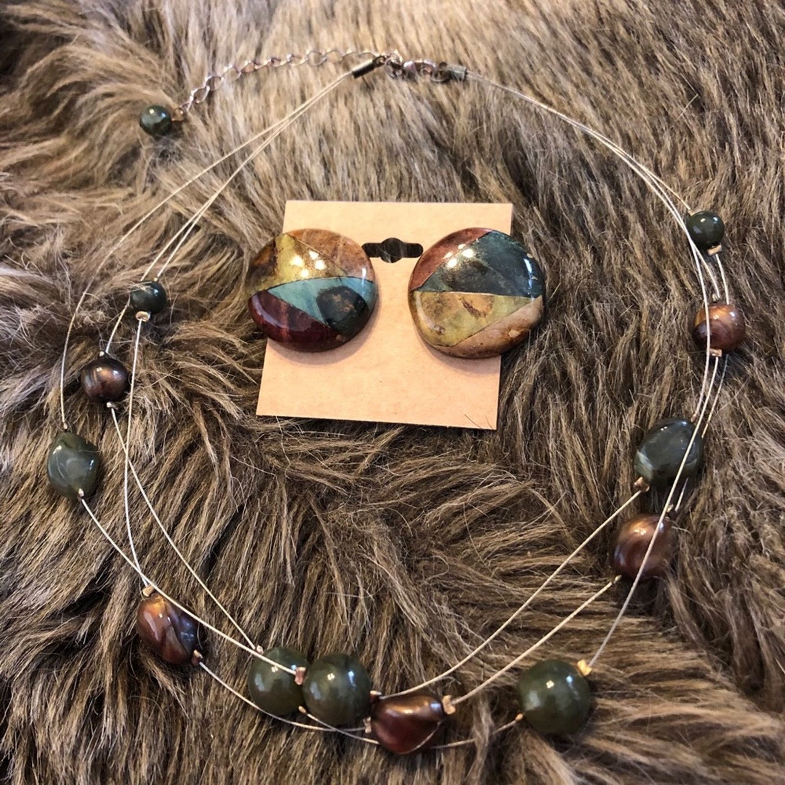 Jewelry Forest tones resin floating bead jewelry set Size ONE SIZE - 2 Thumbnail