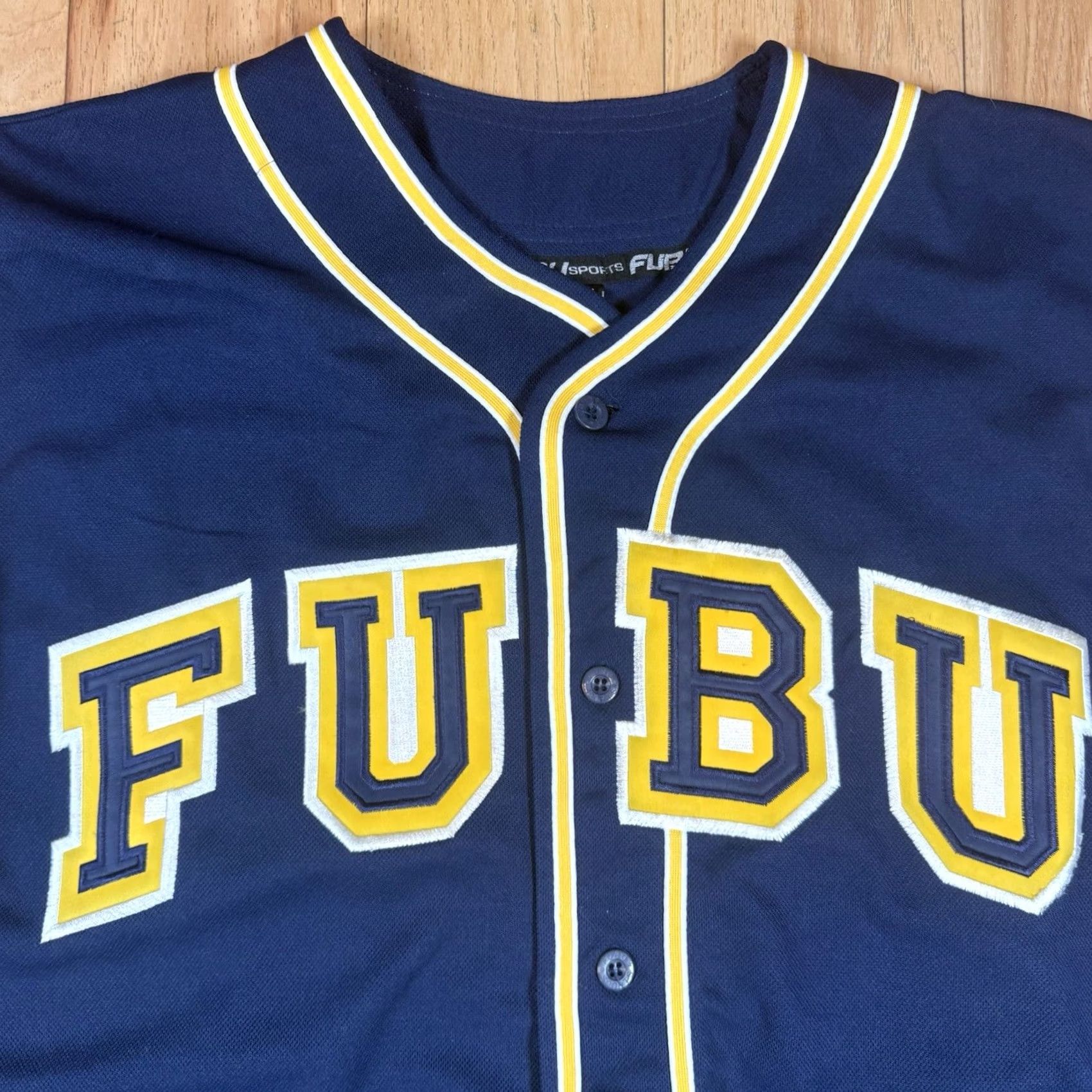 Fubu VINTAGE FUBU Baseball Jersey Shirt XL Mens Blue Button 05 Sports Collection Y2K Size US XL / EU 56 / 4 - 2 Thumbnail