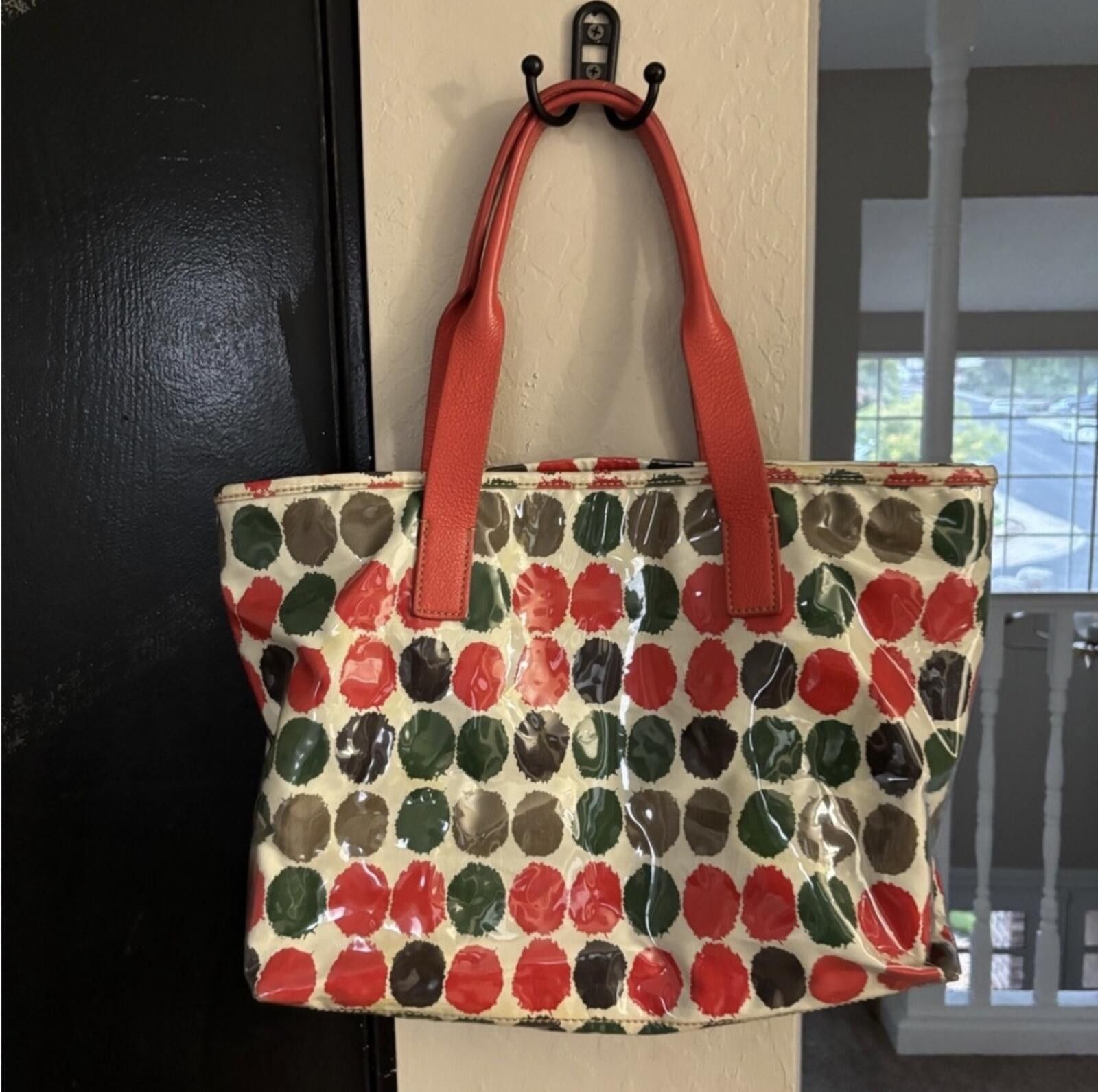 J.Crew J. Crew Polka Dot Tote Bag with orange Handles Size ONE SIZE - 1 Thumbnail