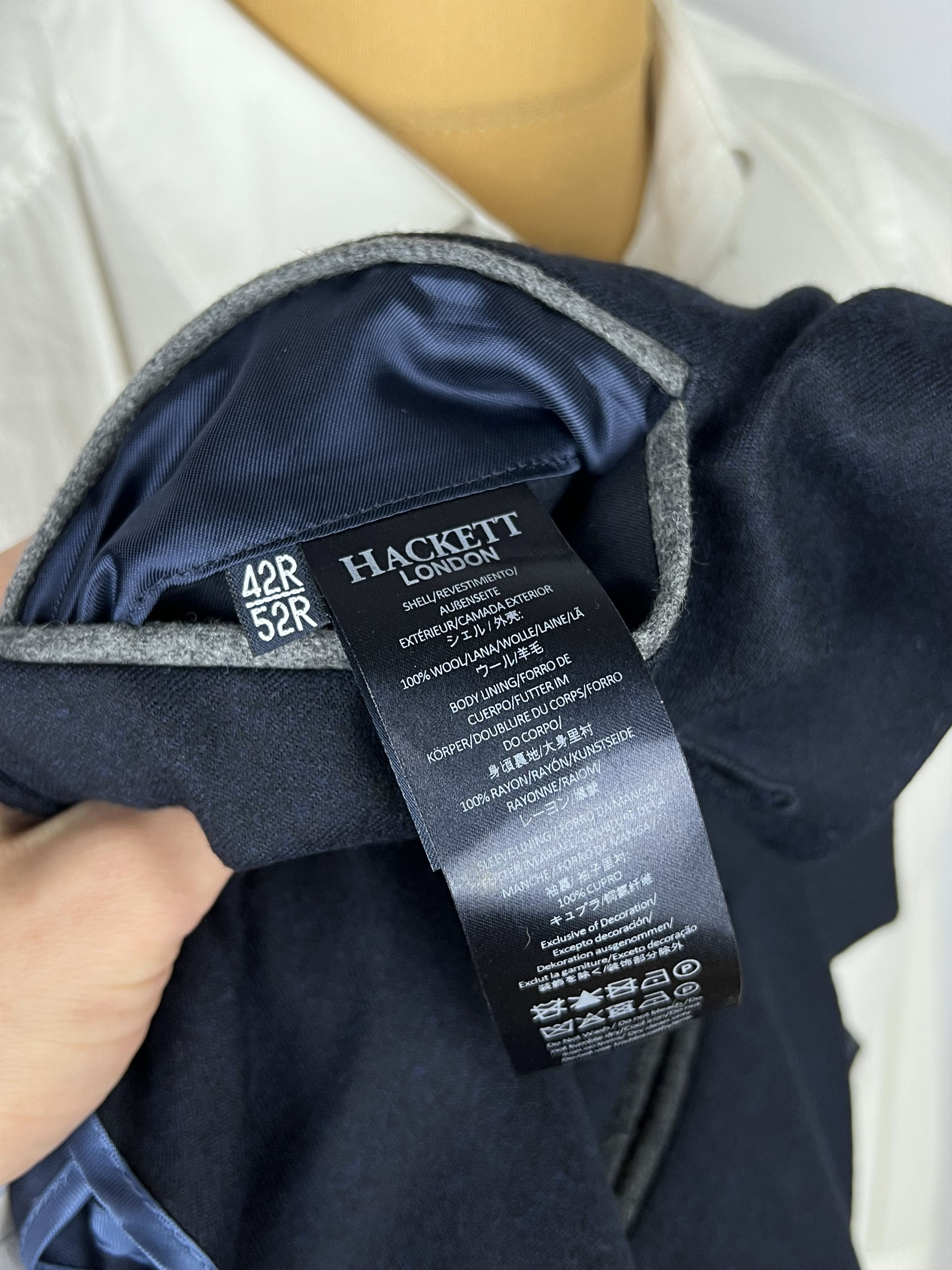 Hackett Drago Pure Flannel Wool Solid Midnight Half-Lined Sport Coat Size 42R - 11 Thumbnail