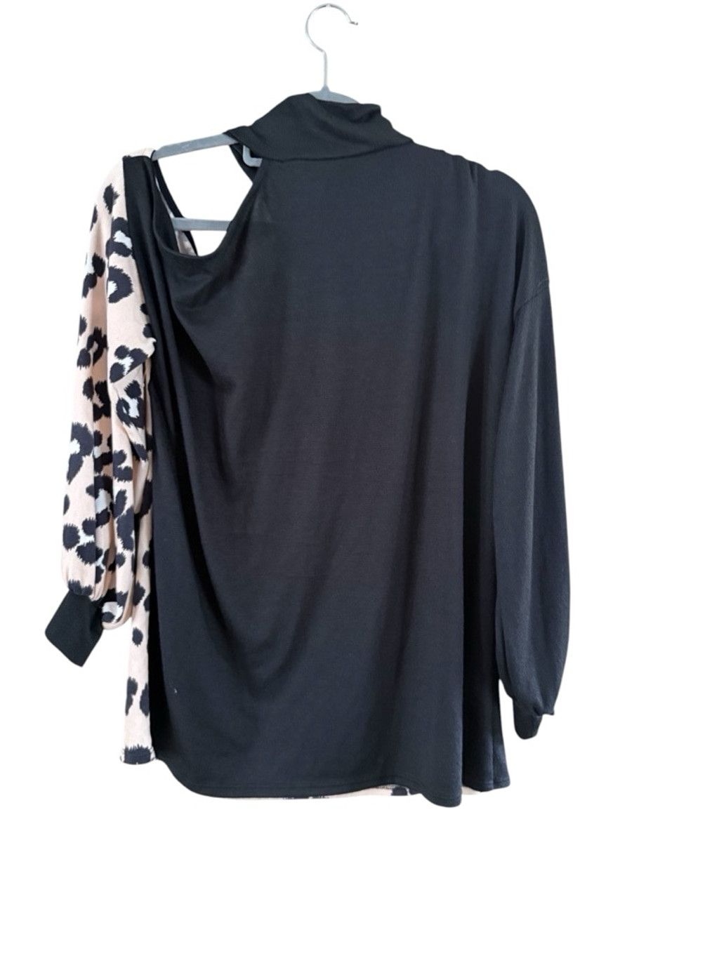 Cinzia Araia Women's Cindi Long Sleeve Tee L Black & Beige Leopard Print Size L / US 10 / IT 46 - 3 Thumbnail