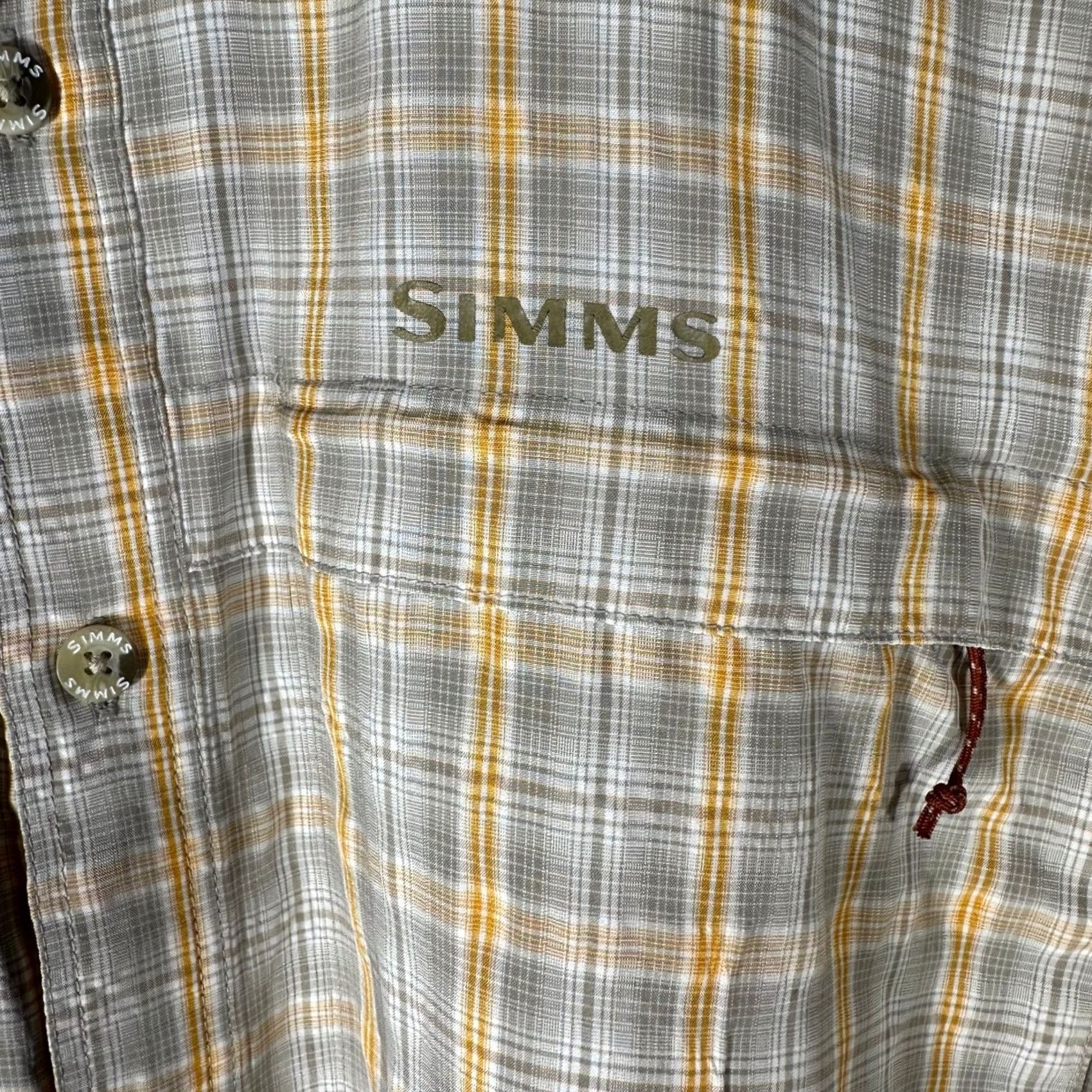 Vintage Simms COR3 Mens XL Shirt Long Sleeve Plaid Grey Yellow Button Up Flaws Size US XL / EU 56 / 4 - 3 Thumbnail