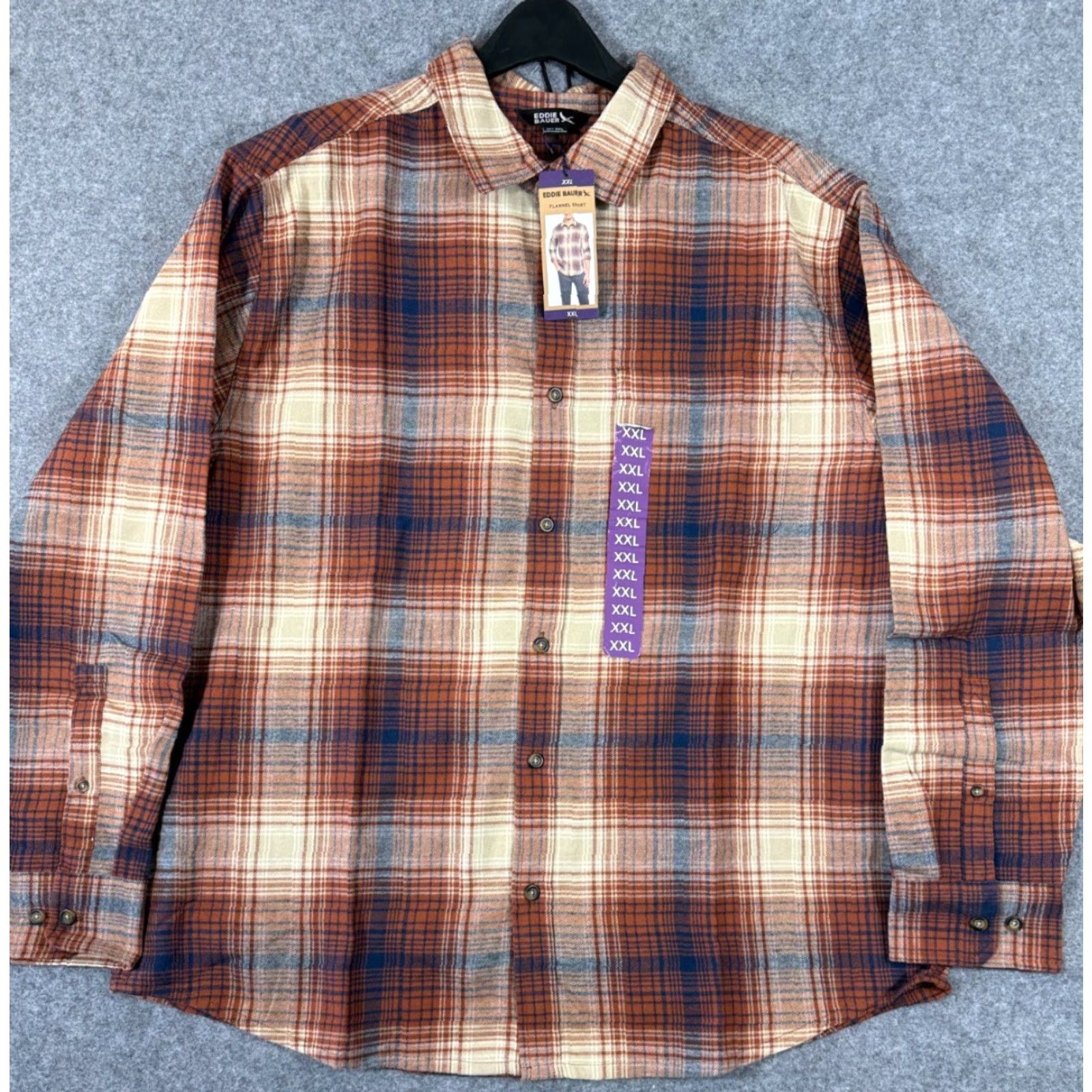 Eddie Bauer Eddie Bauer Shirt Mens 2XL Brown Blue Plaid Button-Up Long Sleeve Flannel NWT Size US XXL / EU 58 / 5 - 3 Thumbnail