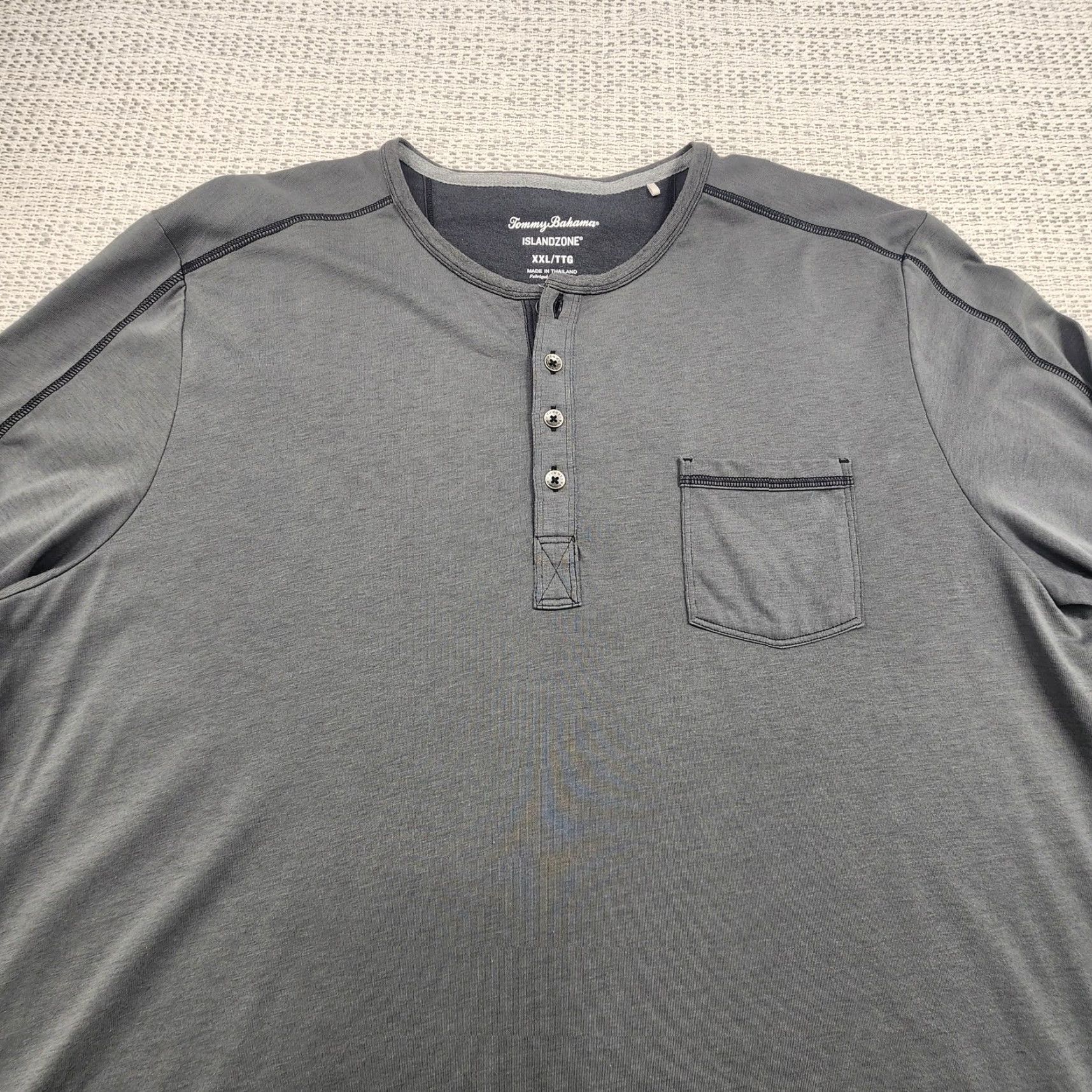 Tommy Bahama VINTAGE Tommy Bahama Island Zone Shirt Mens 2XL Gray Long Sleeve Henley Pocket Pullover Size US XXL / EU 58 / 5 - 4 Thumbnail