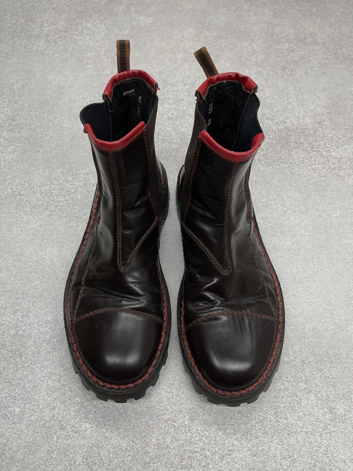 Miu Miu Vintage Womens Miu Miu Brown Red Seams Ankle Leather Boots Size US 9 / IT 39 - 6 Thumbnail