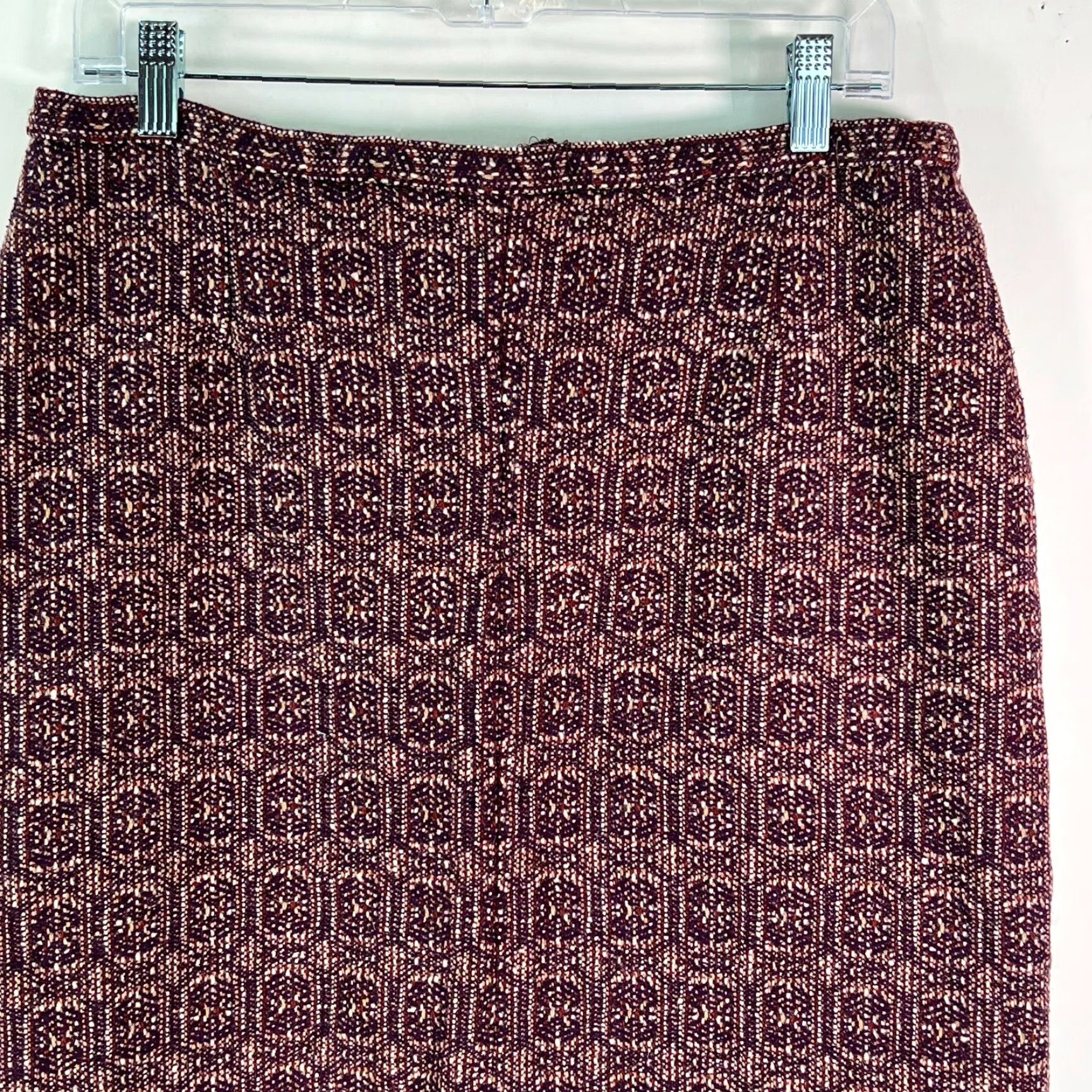 Vintage Wool Pencil Skirt Women Size 14 Purple Geometric Print Size 36" / US 14 / IT 50 - 3 Thumbnail