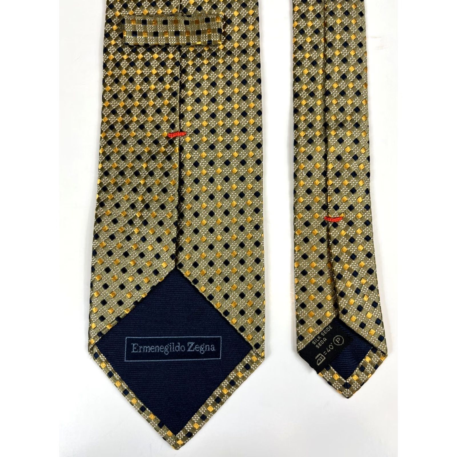 Ermenegildo Zegna VINTAGE Ermenegildo Zegna Silk Tie Geometric Men’s 58.5" Gold Width 3.75" Made in Italy Mens Size ONE SIZE - 6 Thumbnail