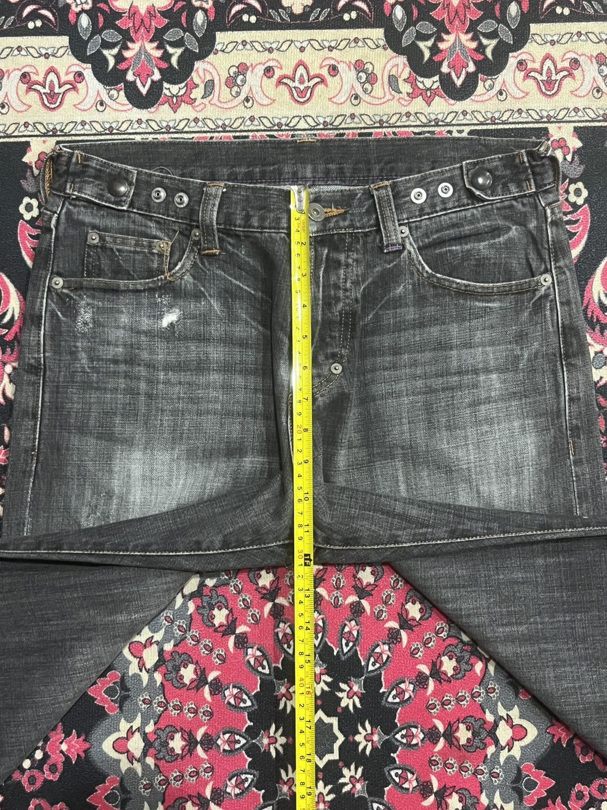 Le Grande Bleu (L.G.B.) Japanese Brand Grunge Style Adjustable Waist Dark Rip Jeans Size US 33 - 11 Thumbnail