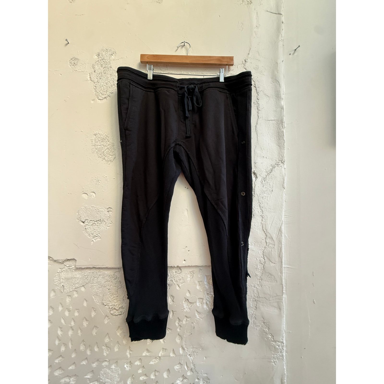Greg Lauren Greg Lauren Black Fleece/Waffle 50/50 Lounge Pants Size US 36 / EU 52 - 1 Thumbnail