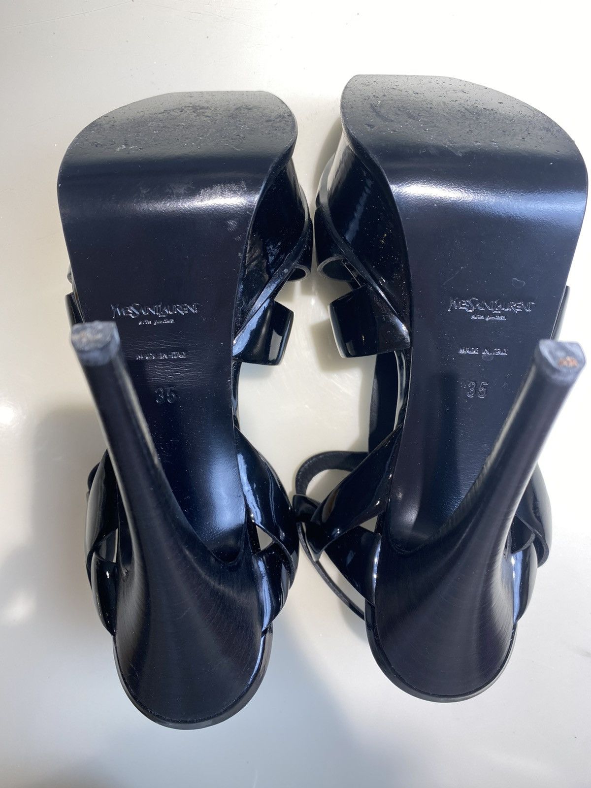 Yves Saint Laurent YSL Pastel Black Patent Leather Tribute Heels Size5 Size US 5 / IT 35 - 7 Thumbnail