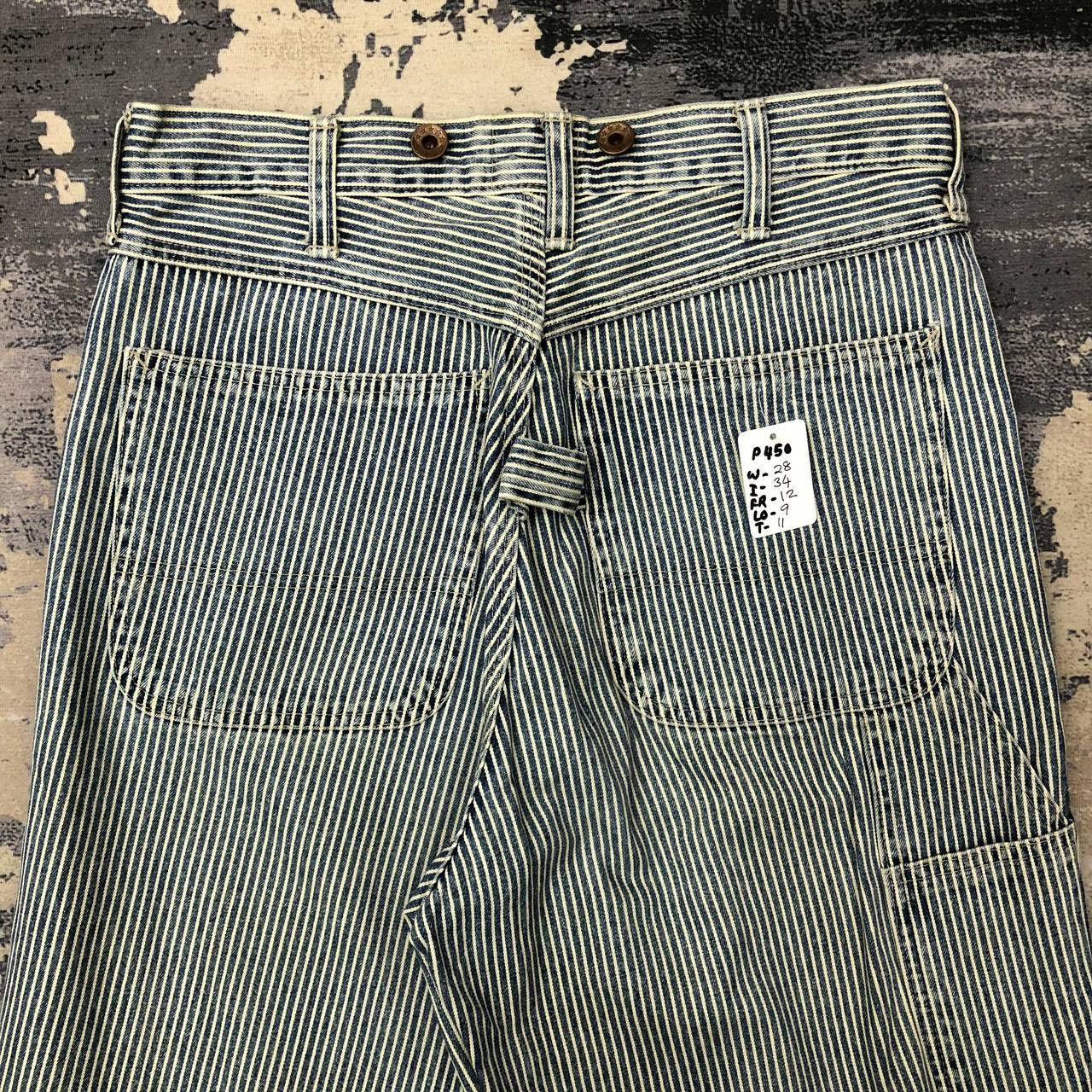 Other P450 VTG BLUE WAY WORKWEAR DISTRESSED HICKORY STRIPED PANTS Size US 28 / EU 44 - 5 Thumbnail