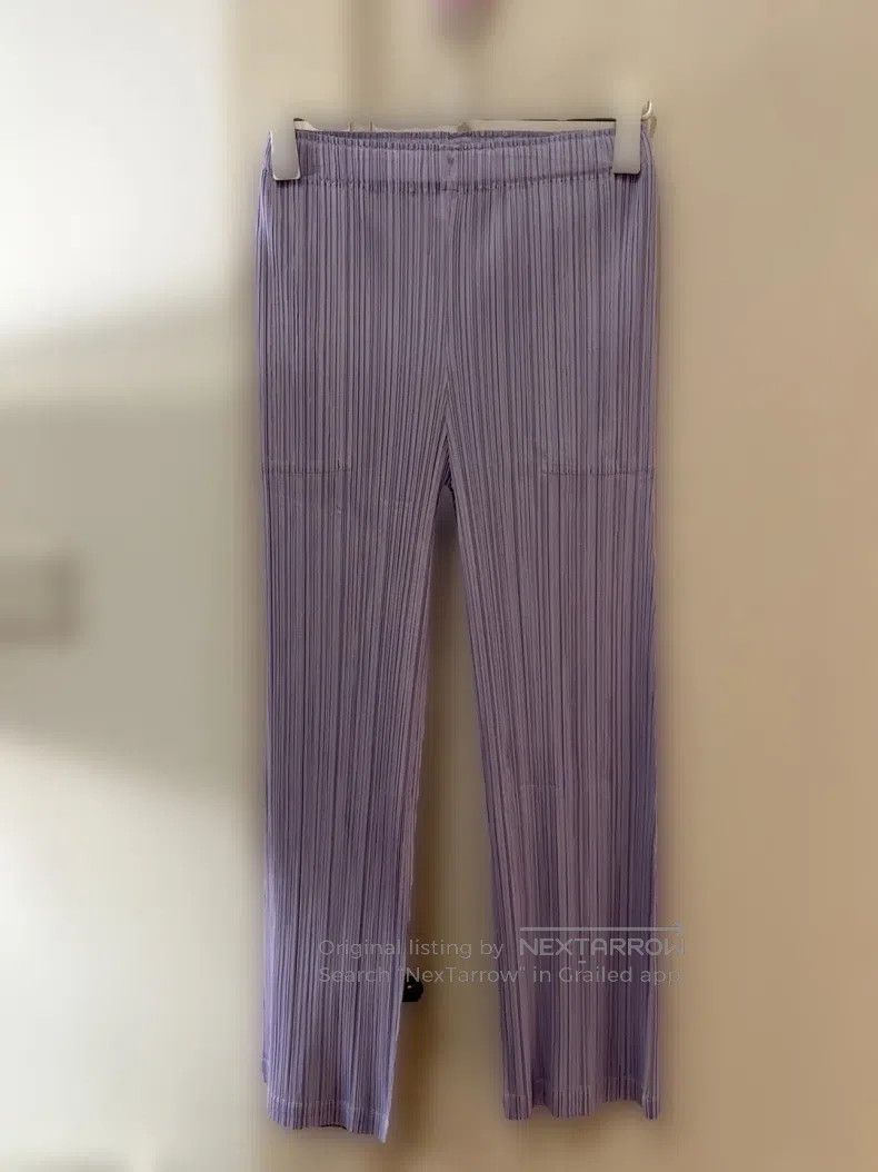 Issey Miyake Issey Miyake size:3 Purple Straight-Leg Trousers Size 22" - 1 Thumbnail