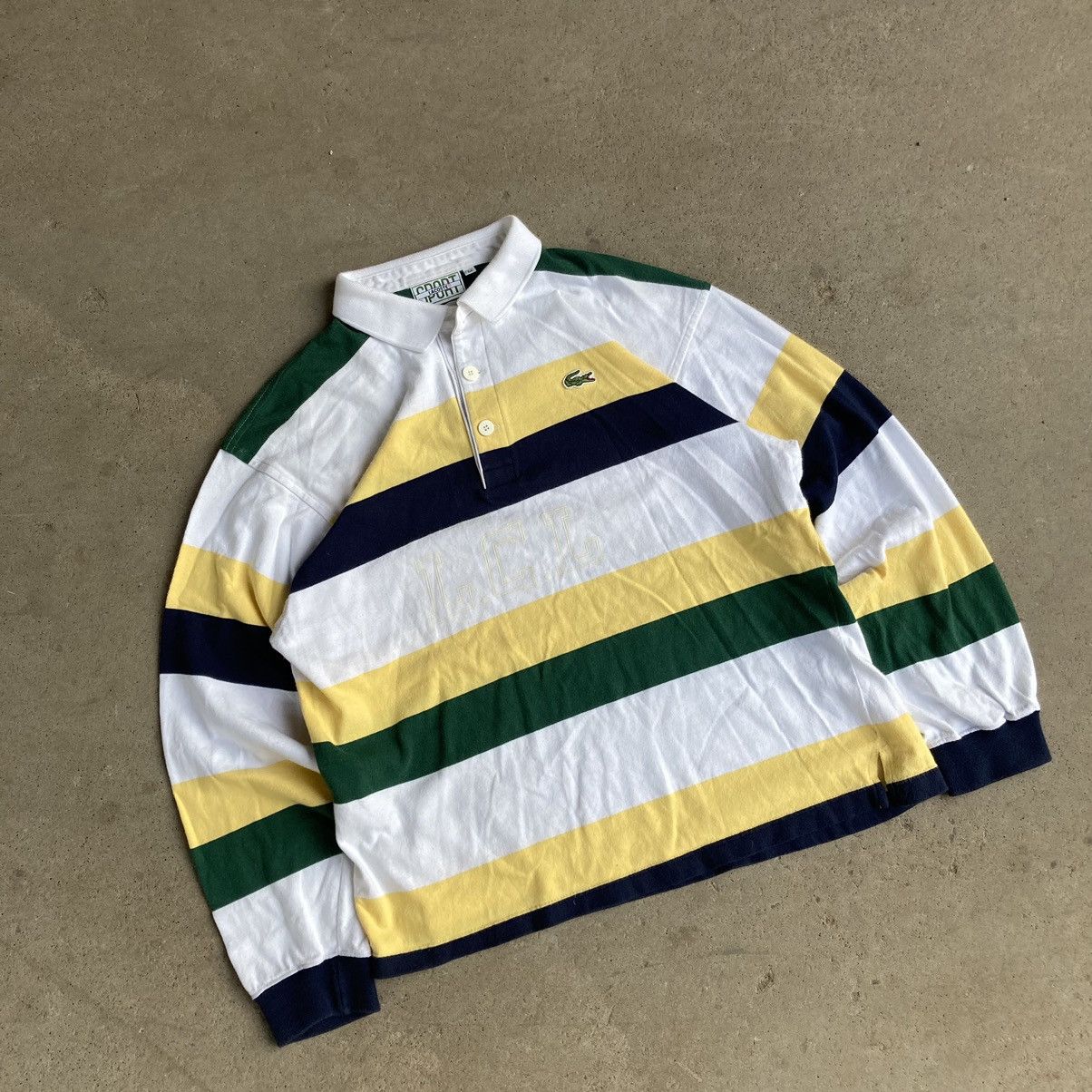 Rare 90s Vintage LACOSTE SPORT Striped LongSleeve Polo Shirt