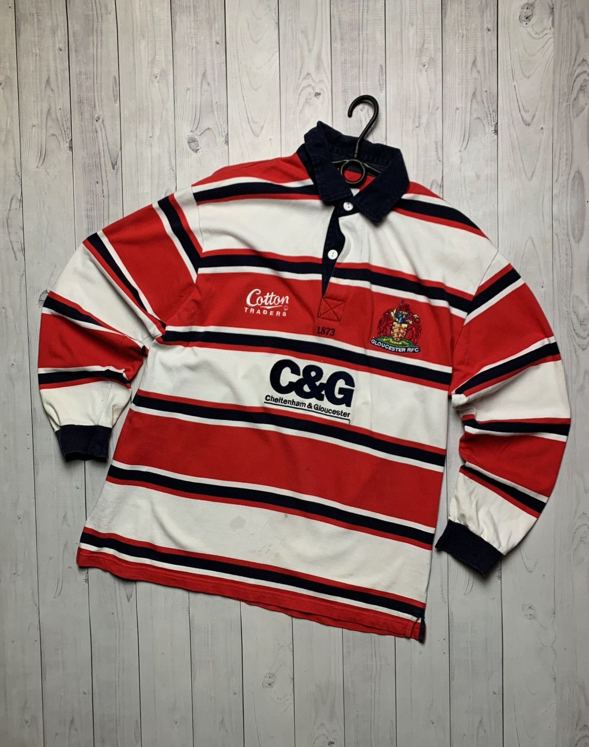 Vintage Vintage rugby jersey Gloucester rugby jersey striped rare Size US L / EU 52-54 / 3 - 1 Thumbnail