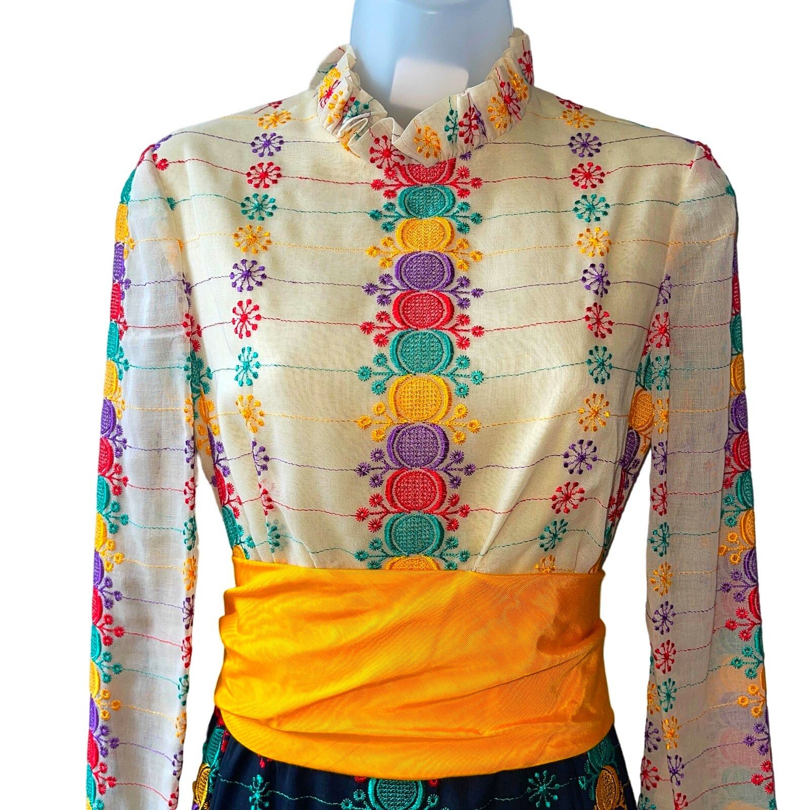 Vintage VINTAGE 70's FlowerPower Haight-Ashbury Boho Midi Dress Sz S Size S / US 4 / IT 40 - 2 Thumbnail