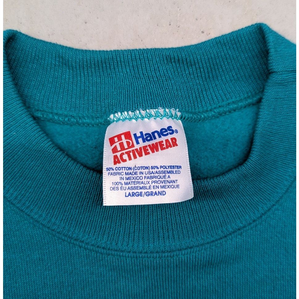 Hanes × Vintage Vintage 80s Alaska Turquoise crew neck sweater Size US L / EU 52-54 / 3 - 2 Thumbnail