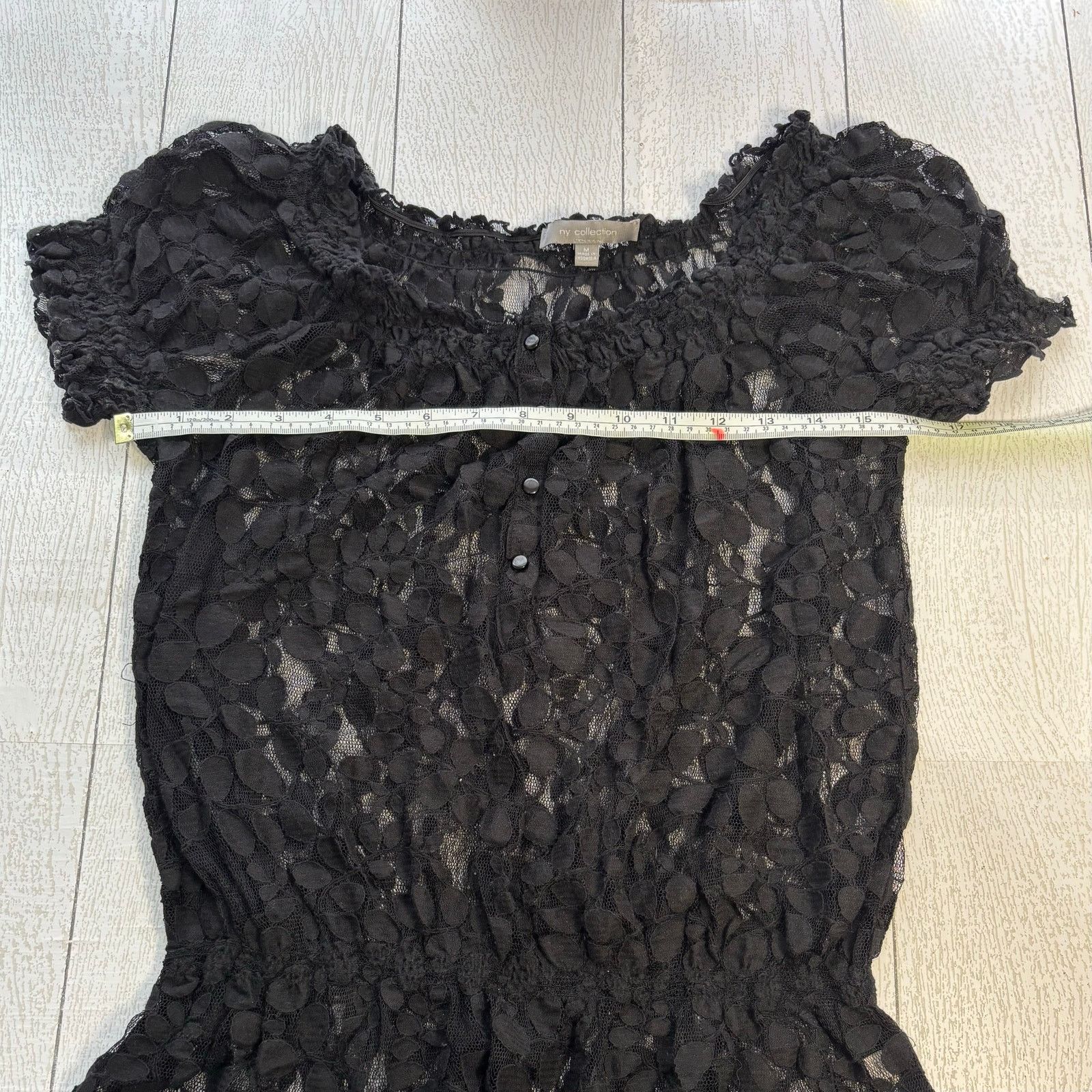 Other NY Collection Sheer Black Lace Short Sleeve Blouse Size Med Size M / US 6-8 / IT 42-44 - 4 Thumbnail