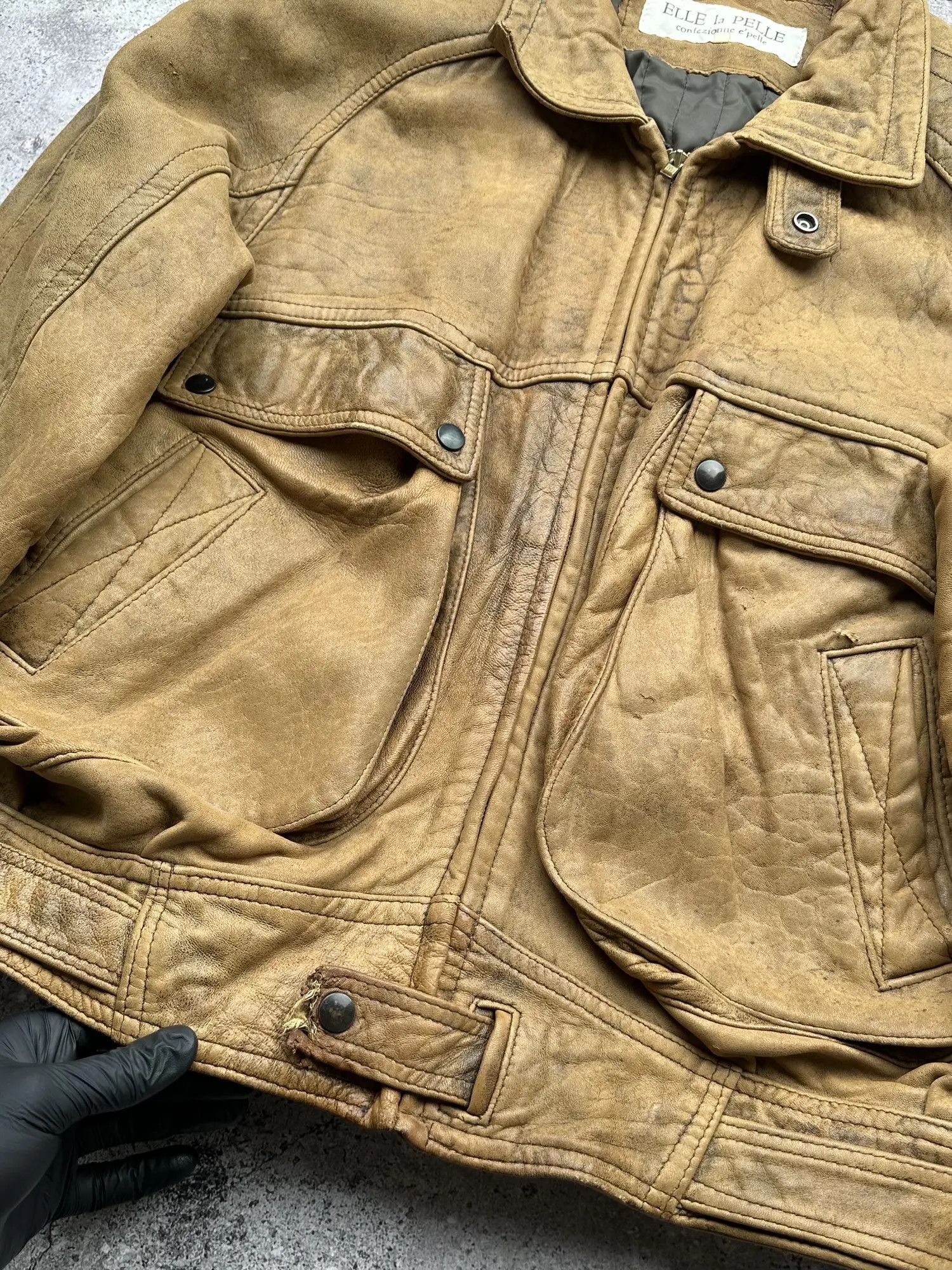 Japanese Brand Vintage Faded Leather Jacket C554(V108) Size US M / EU 48-50 / 2 - 4 Thumbnail