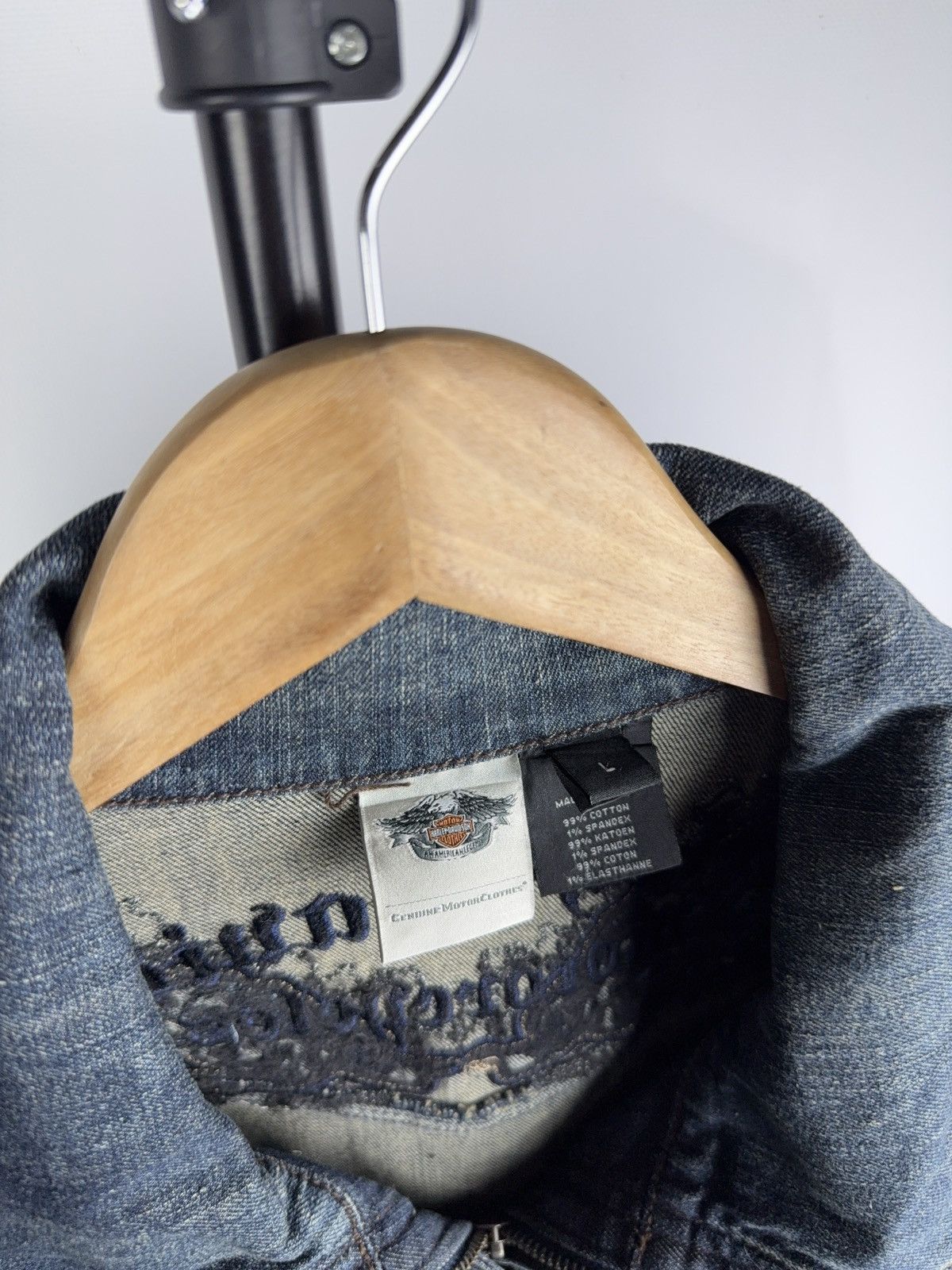 Harley Davidson Vintage 00s Harley Davidson USA LOGO Denim Biker Jacket Size L / US 10 / IT 46 - 5 Thumbnail