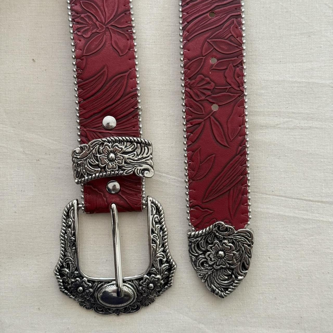 Cowboy Equipment y2k style red american western floral design belt Size ONE SIZE - 3 Thumbnail