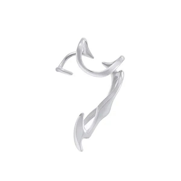 Jewelry Stylish Silver Ear Cuff - Unique Curved Design Size ONE SIZE - 5 Thumbnail