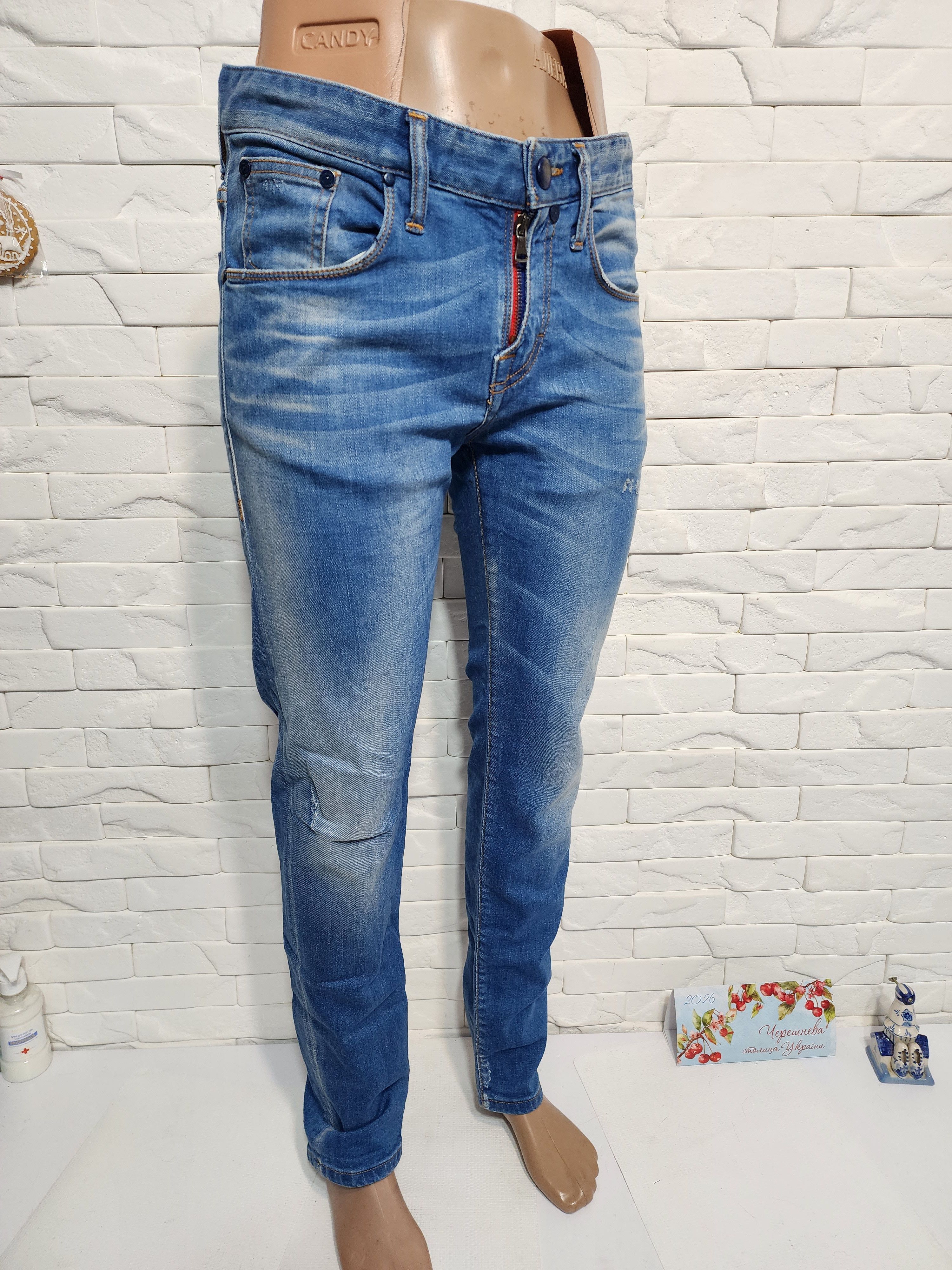 Takeshy Kurosawa Blue Denim Jeans Mens: Slim Fit Stretch Fabric. Size US 35 - 3 Thumbnail